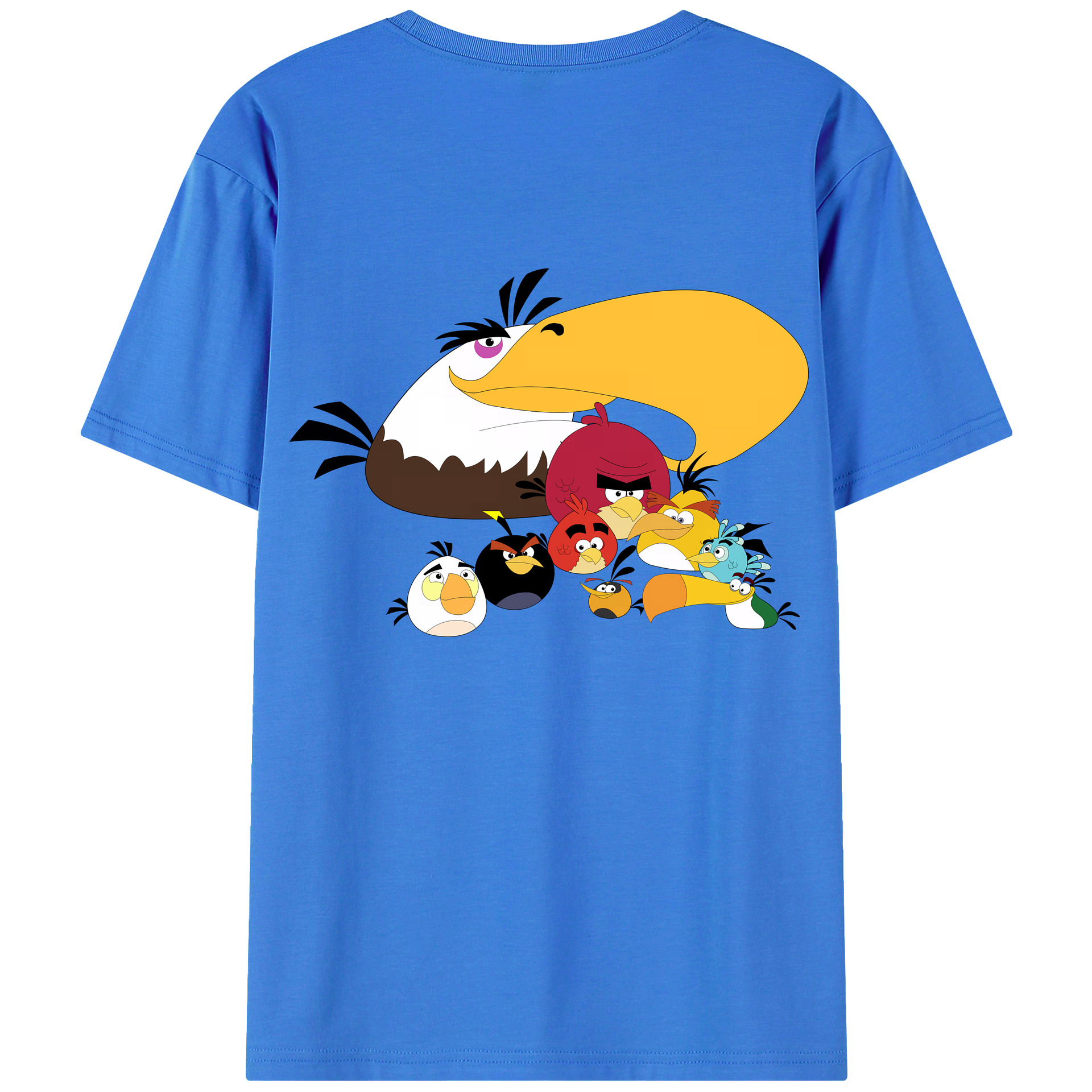 （画像用） Angry Birds アングリーバード 綿100％ メンズ半袖Tシャツ（バックプリント） 通気性