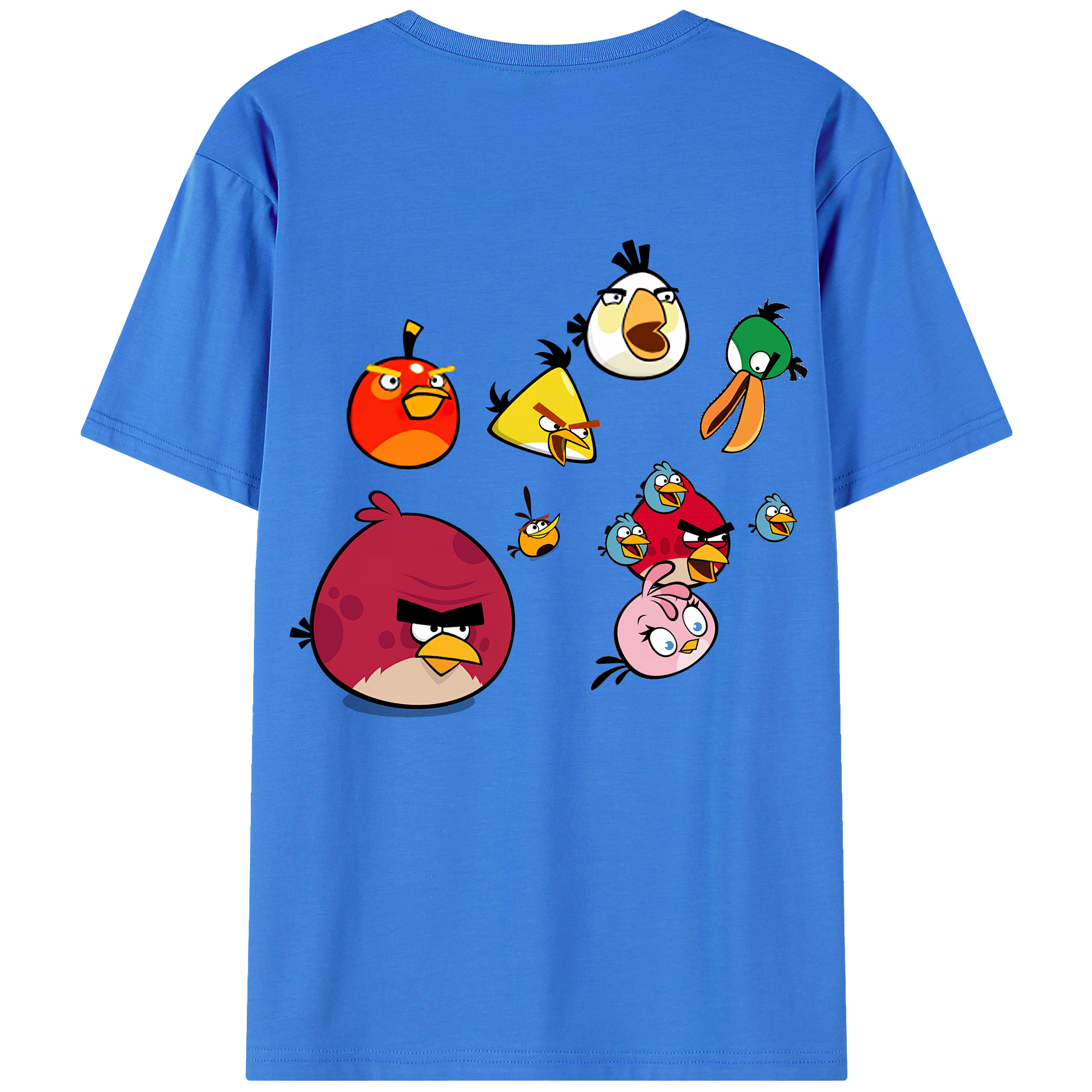 （画像用） Angry Birds アングリーバード 綿100％ メンズ半袖Tシャツ（バックプリント） 通気性