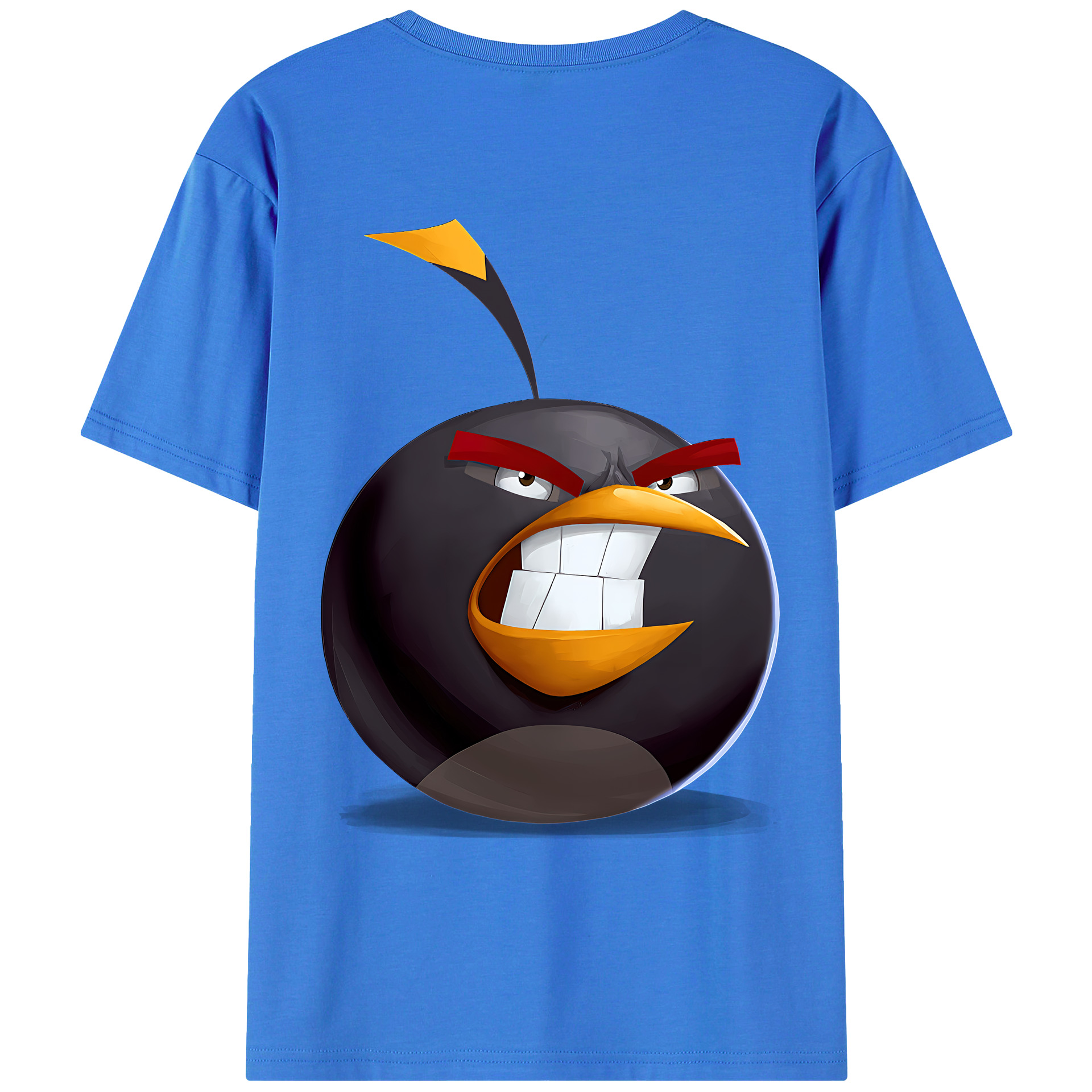 （画像用） Angry Birds アングリーバード 綿100％ メンズ半袖Tシャツ（バックプリント） 通気性