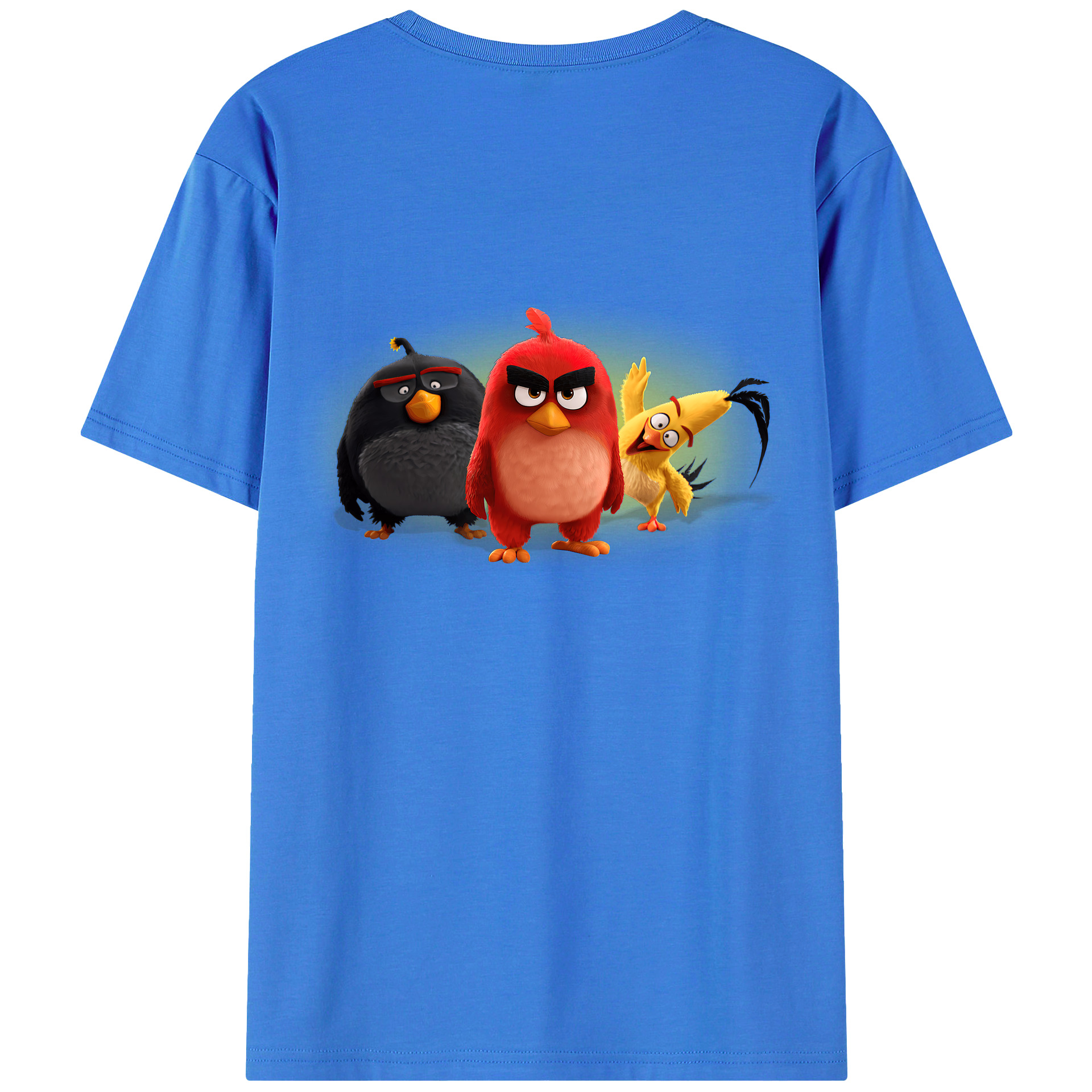 （画像用） Angry Birds アングリーバード 綿100％ メンズ半袖Tシャツ（バックプリント） 通気性