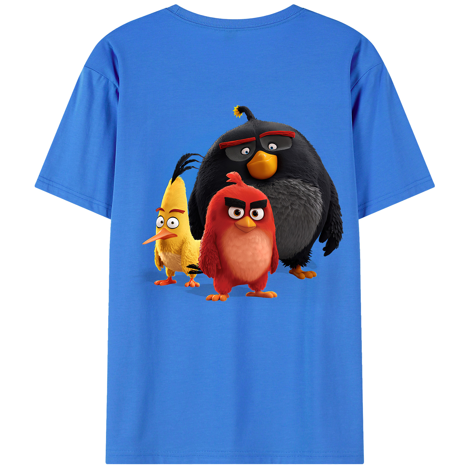 （画像用） Angry Birds アングリーバード 綿100％ メンズ半袖Tシャツ（バックプリント） 通気性