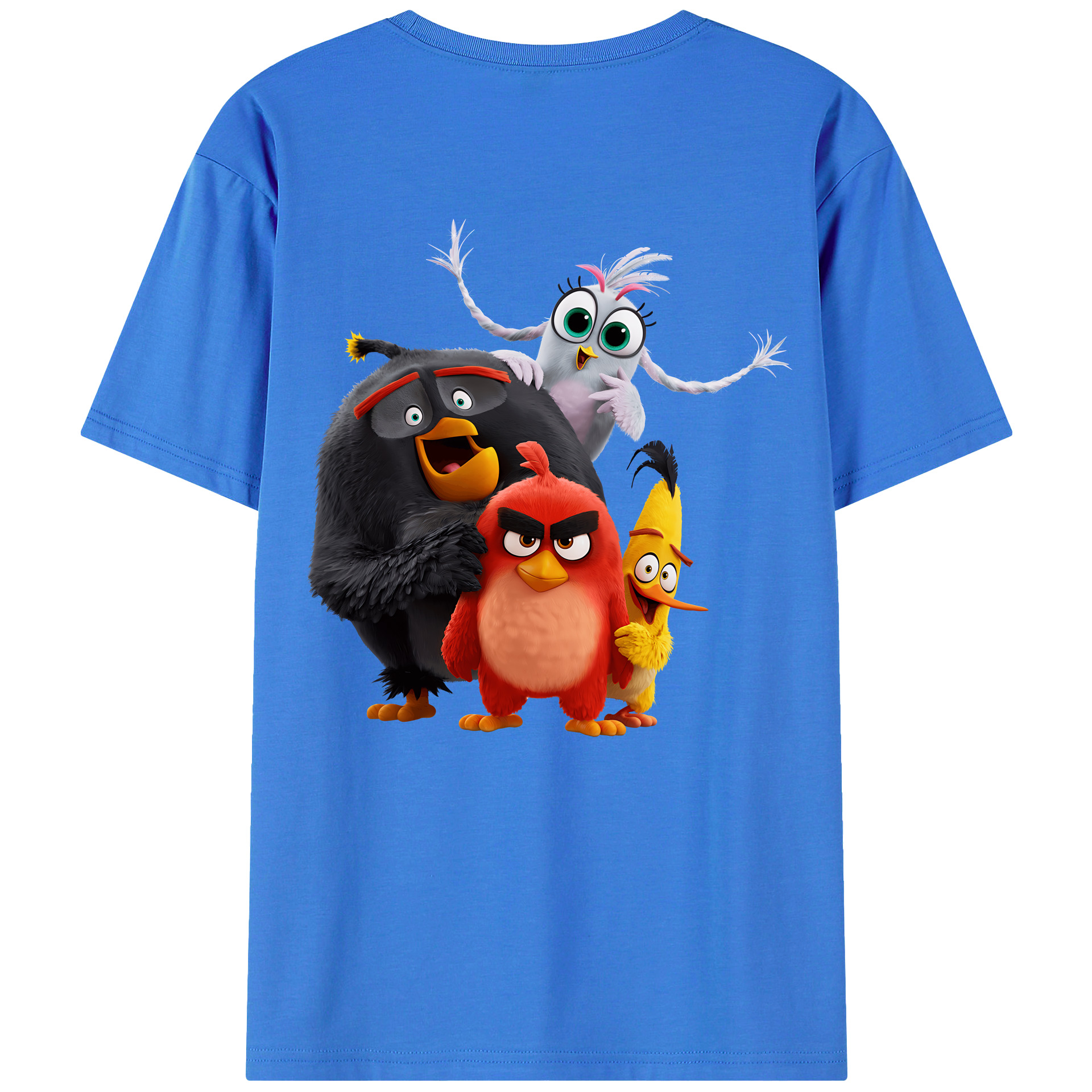 （画像用） Angry Birds アングリーバード 綿100％ メンズ半袖Tシャツ（バックプリント） 通気性