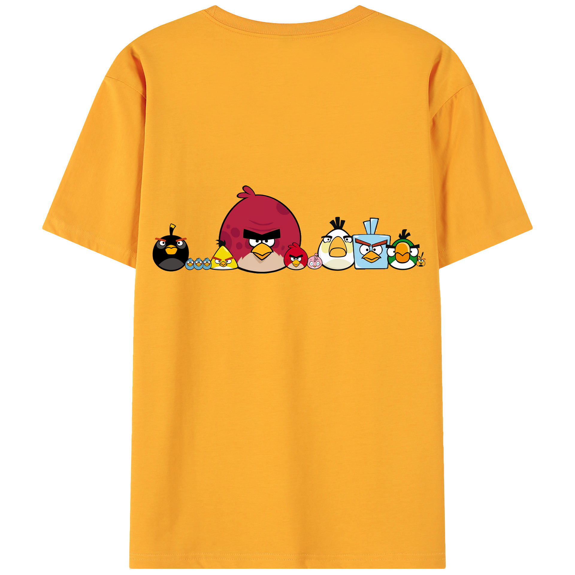 （画像用） Angry Birds アングリーバード 綿100％ メンズ半袖Tシャツ（バックプリント） 通気性