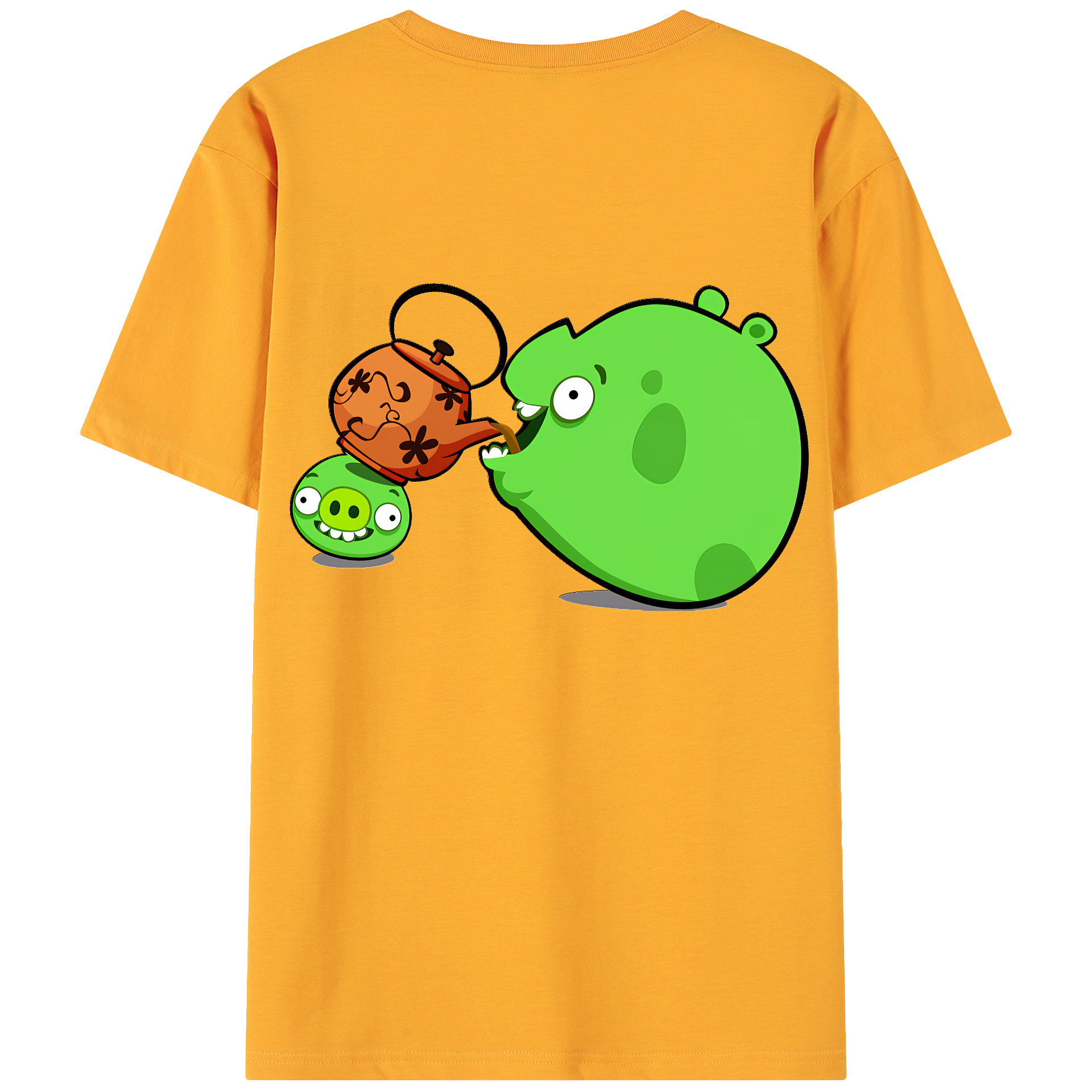 （画像用） Angry Birds アングリーバード 綿100％ メンズ半袖Tシャツ（バックプリント） 通気性