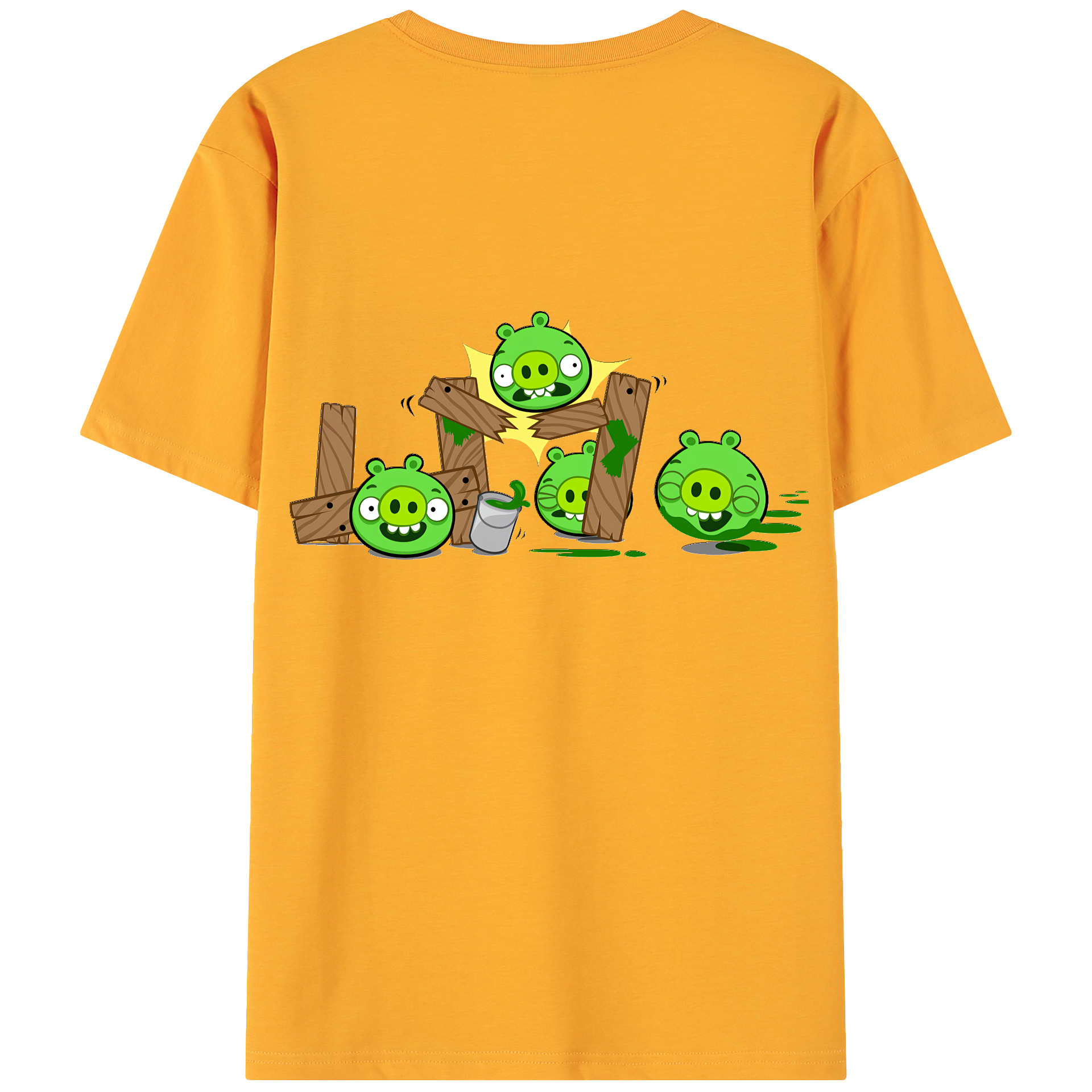 （画像用） Angry Birds アングリーバード 綿100％ メンズ半袖Tシャツ（バックプリント） 通気性