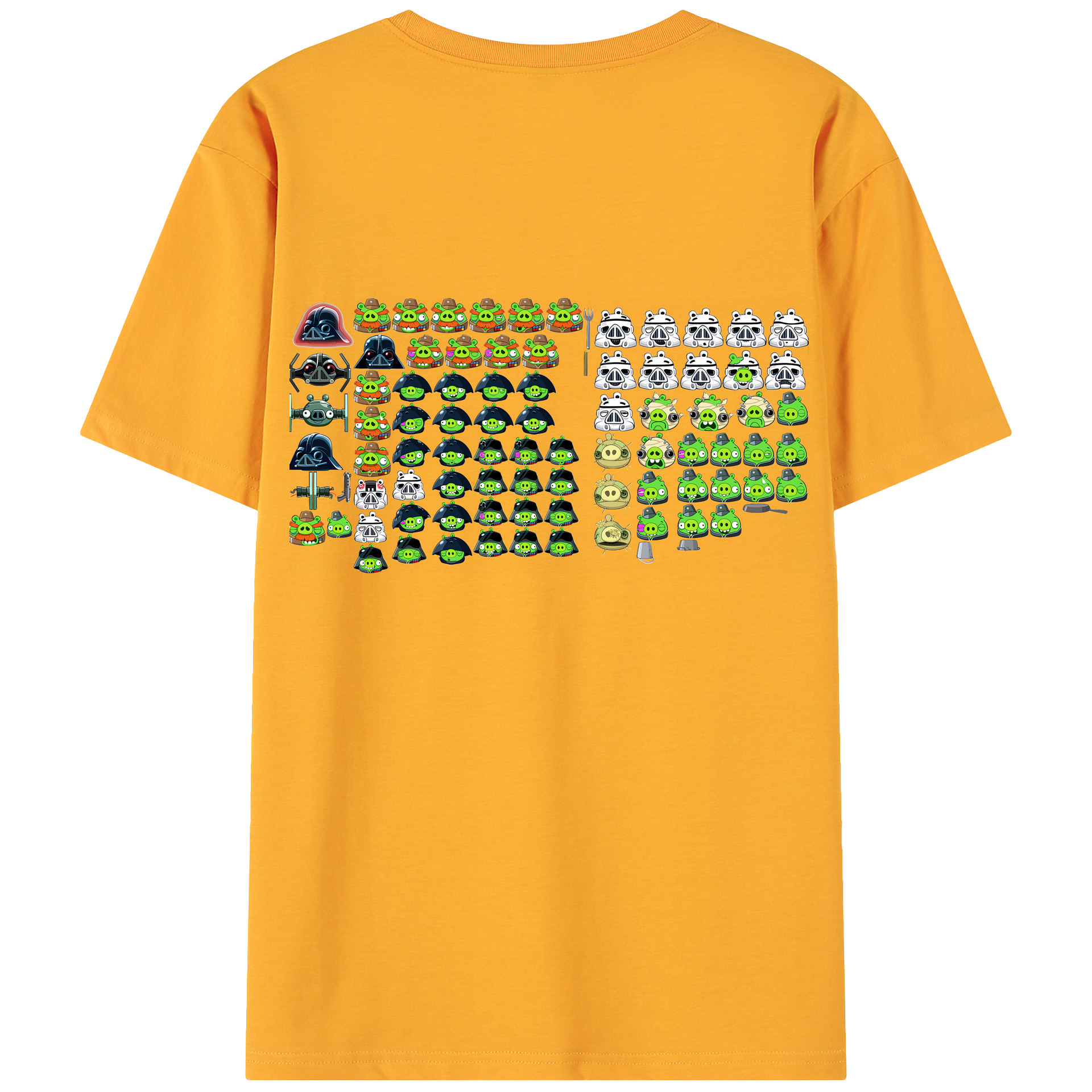 （画像用） Angry Birds アングリーバード 綿100％ メンズ半袖Tシャツ（バックプリント） 通気性