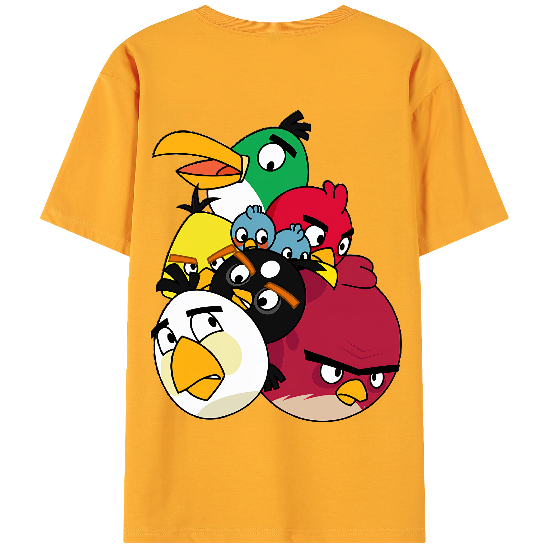 （画像用） Angry Birds アングリーバード 綿100％ メンズ半袖Tシャツ（バックプリント） 通気性
