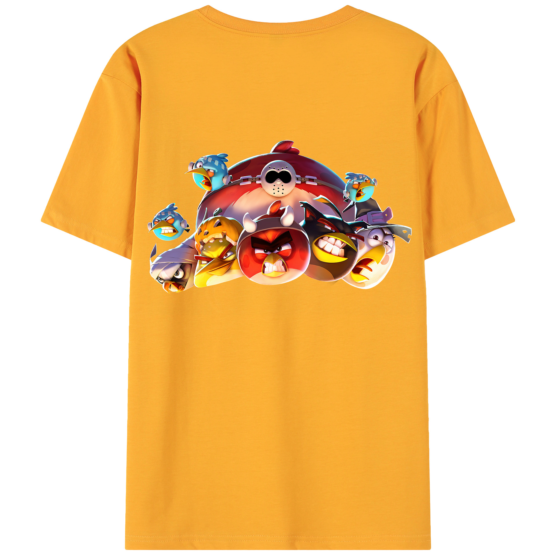 （画像用） Angry Birds アングリーバード 綿100％ メンズ半袖Tシャツ（バックプリント） 通気性