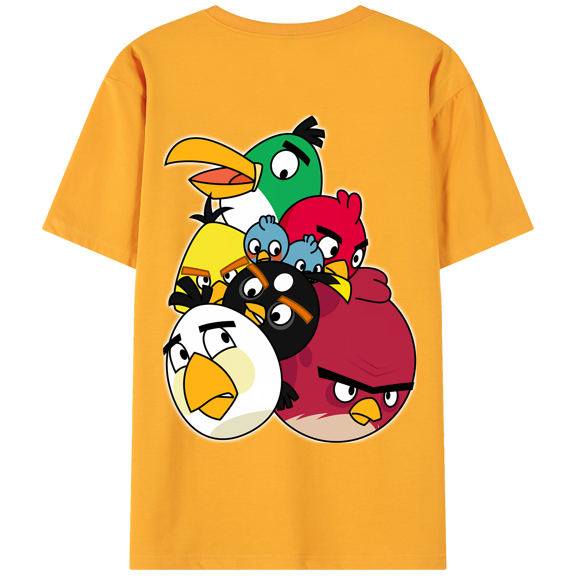 （画像用） Angry Birds アングリーバード 綿100％ メンズ半袖Tシャツ（バックプリント） 通気性