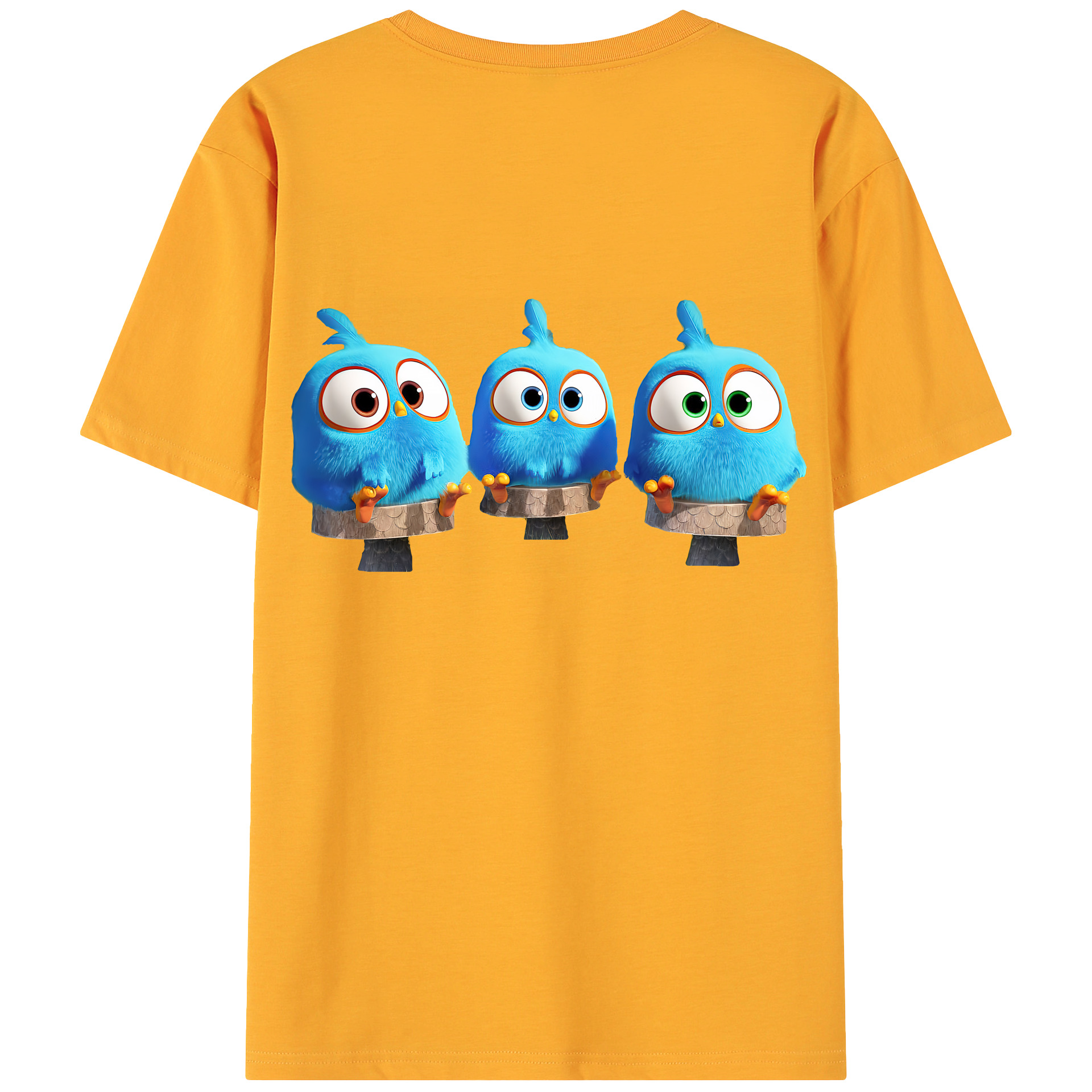 （画像用） Angry Birds アングリーバード 綿100％ メンズ半袖Tシャツ（バックプリント） 通気性