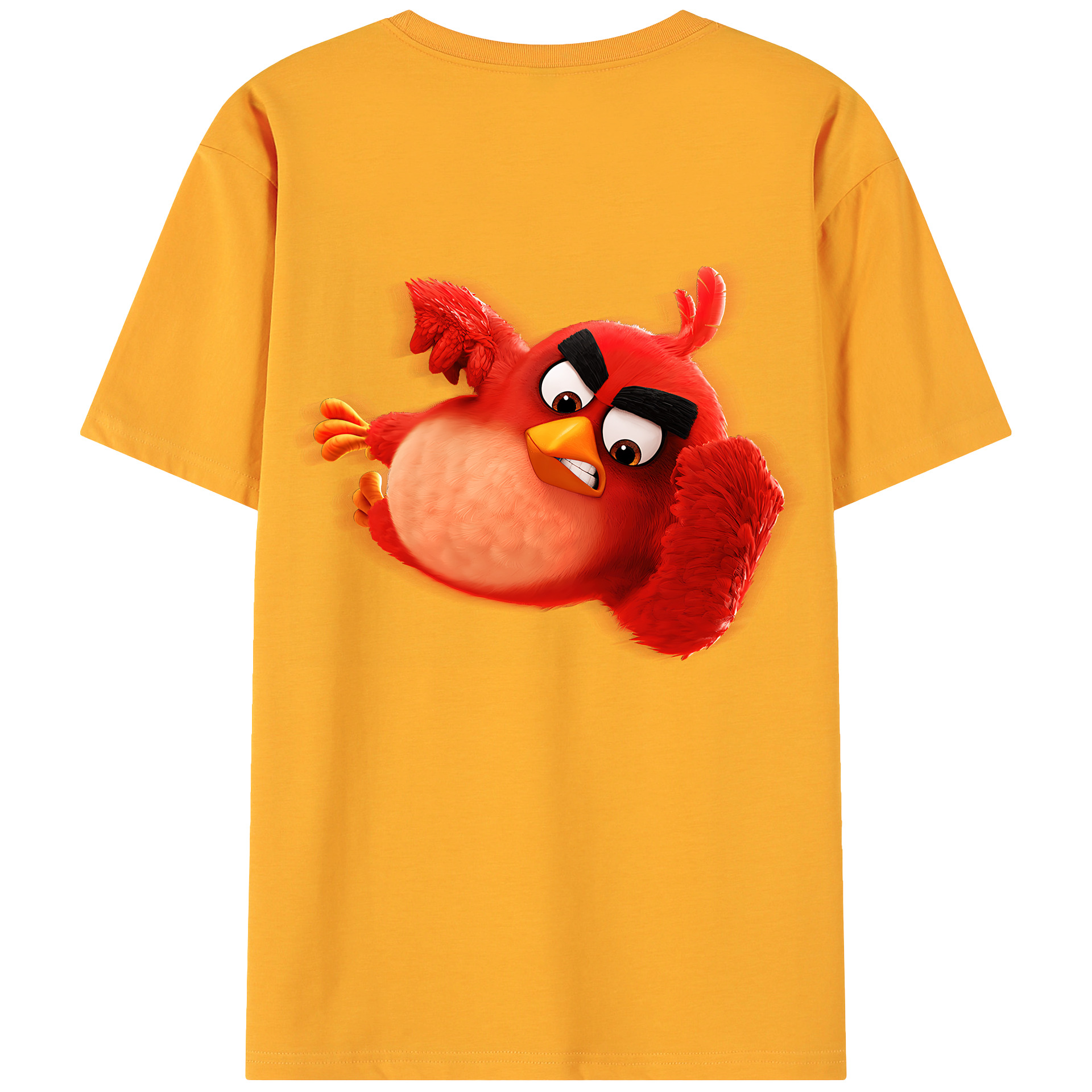 （画像用） Angry Birds アングリーバード 綿100％ メンズ半袖Tシャツ（バックプリント） 通気性