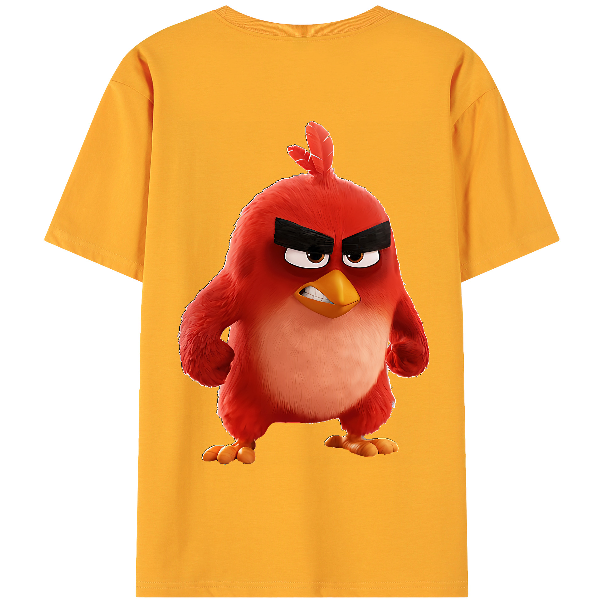 （画像用） Angry Birds アングリーバード 綿100％ メンズ半袖Tシャツ（バックプリント） 通気性
