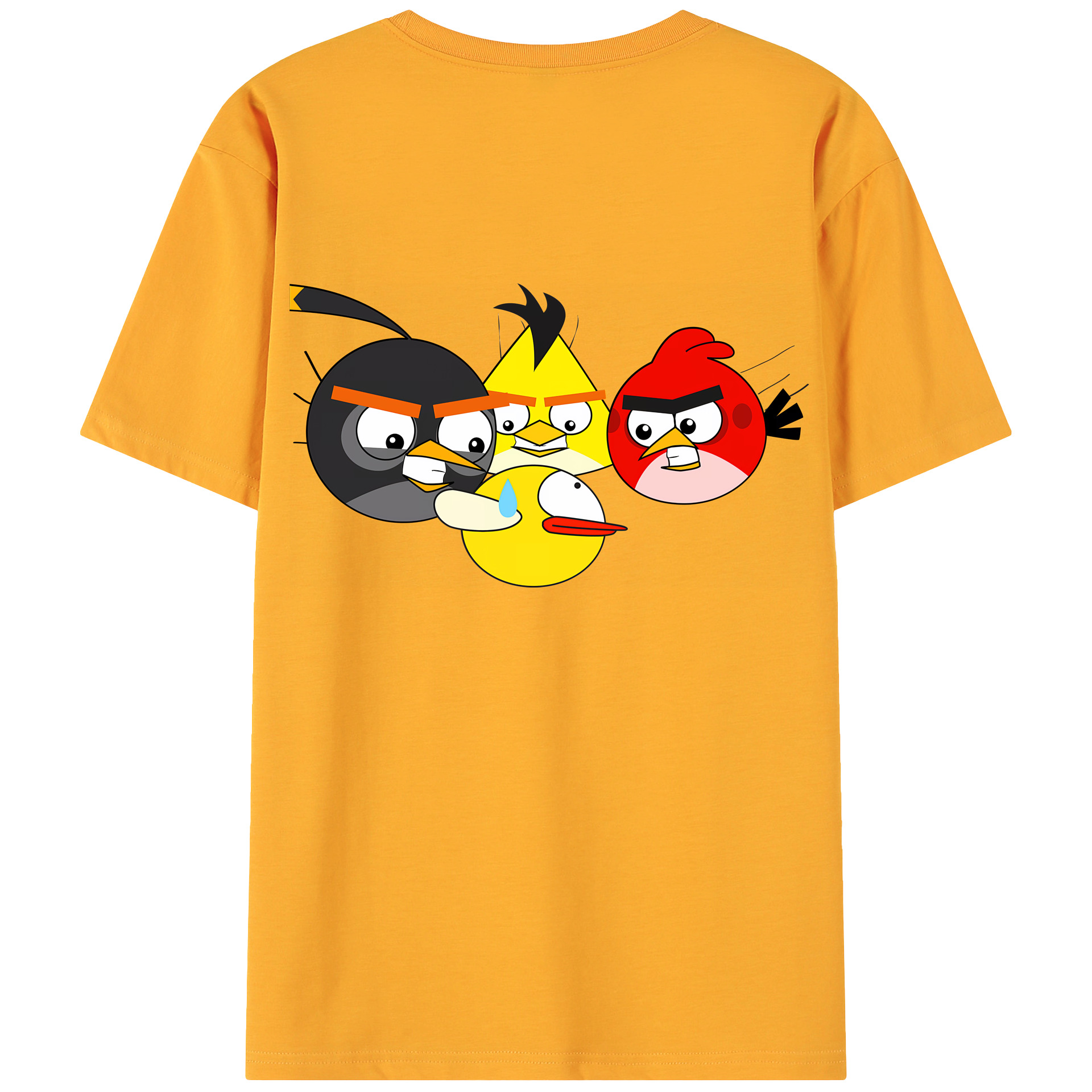 （画像用） Angry Birds アングリーバード 綿100％ メンズ半袖Tシャツ（バックプリント） 通気性