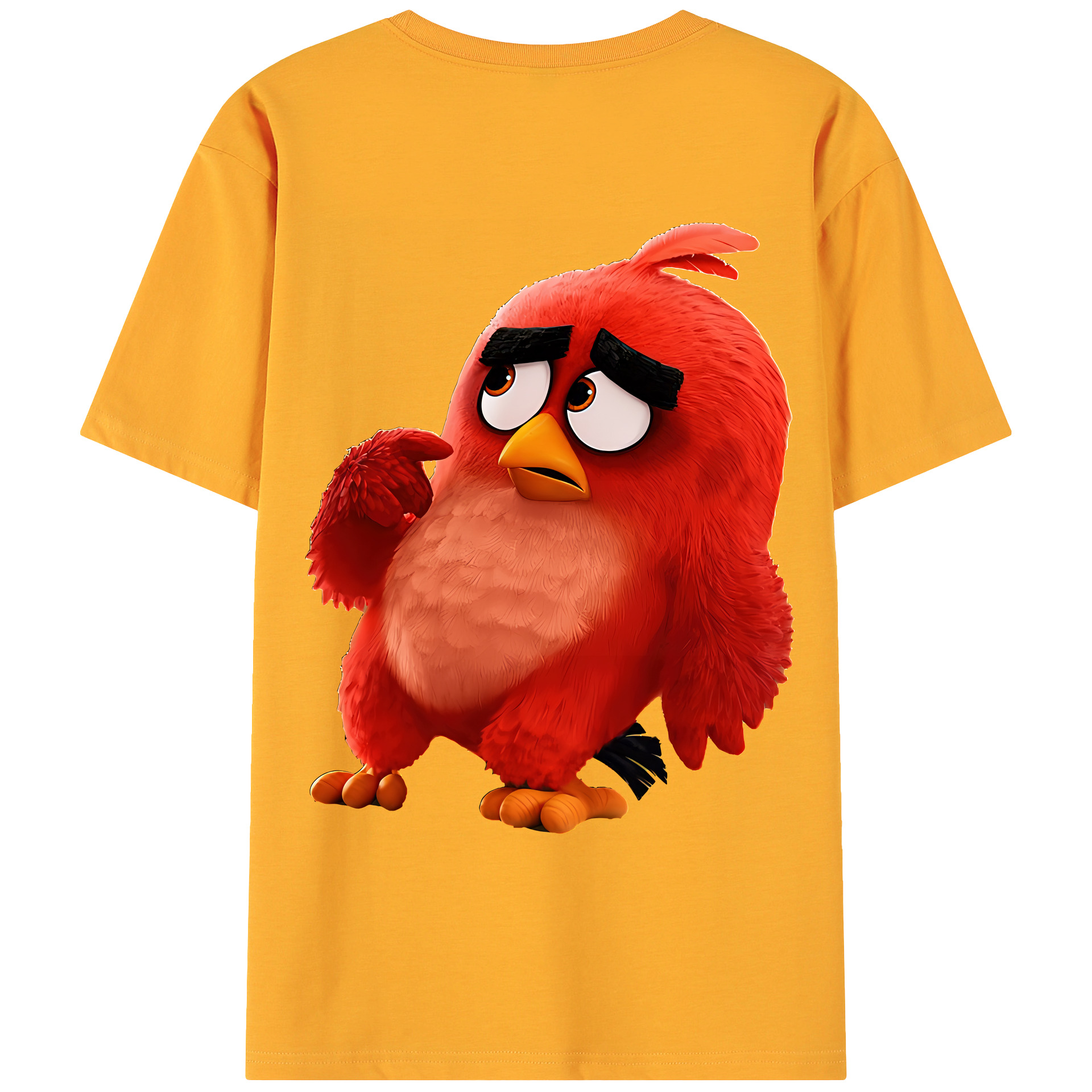 （画像用） Angry Birds アングリーバード 綿100％ メンズ半袖Tシャツ（バックプリント） 通気性