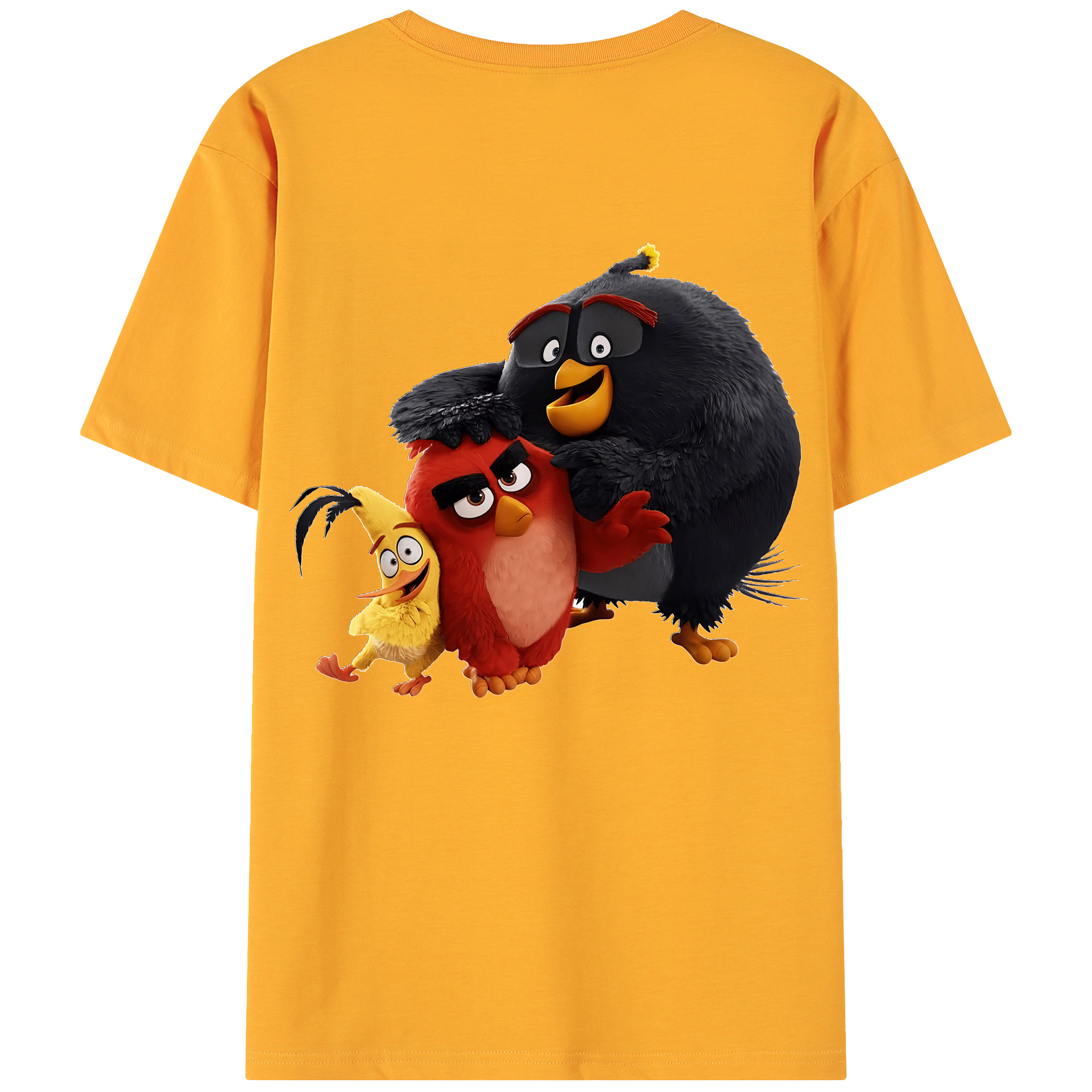 （画像用） Angry Birds アングリーバード 綿100％ メンズ半袖Tシャツ（バックプリント） 通気性