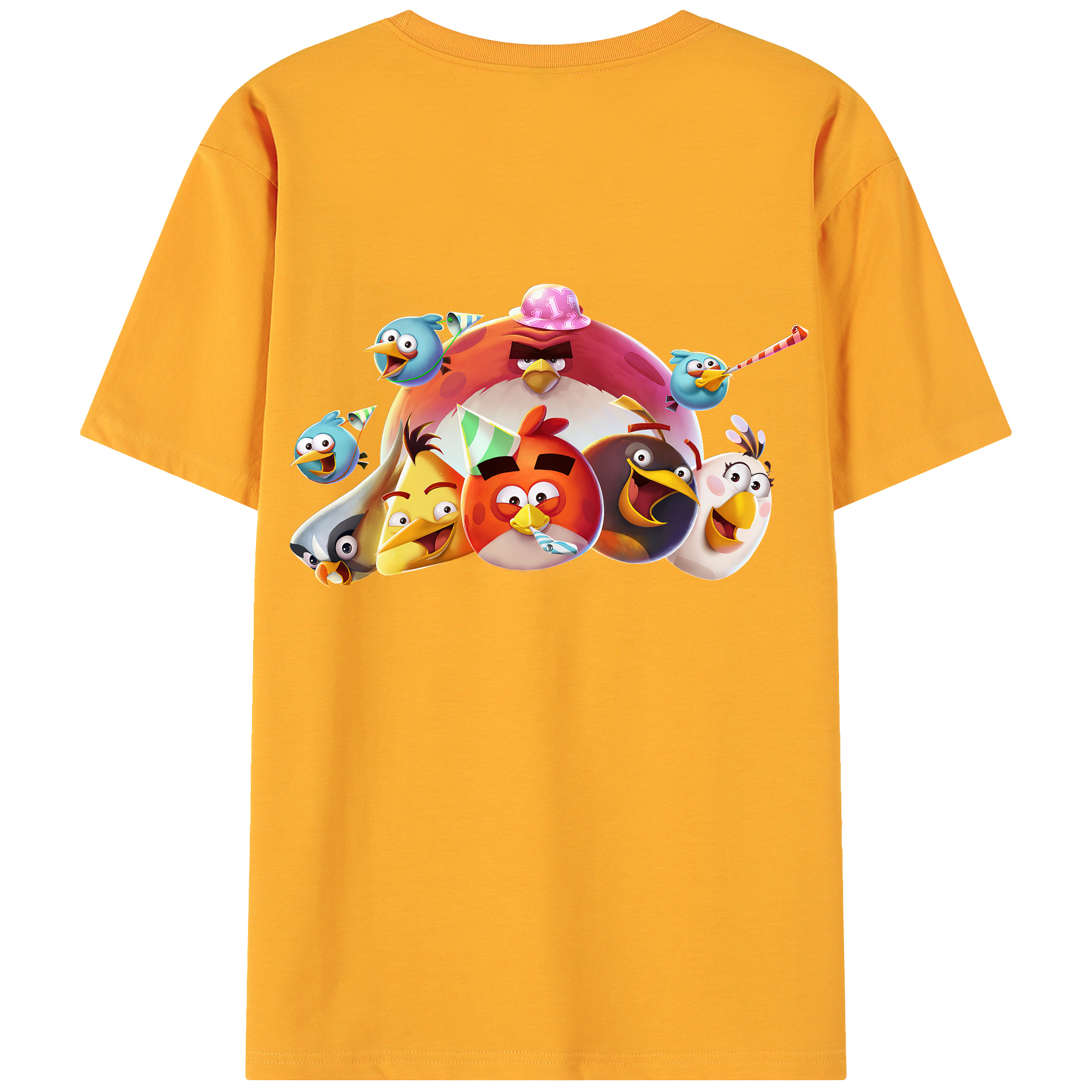 （画像用） Angry Birds アングリーバード 綿100％ メンズ半袖Tシャツ（バックプリント） 通気性