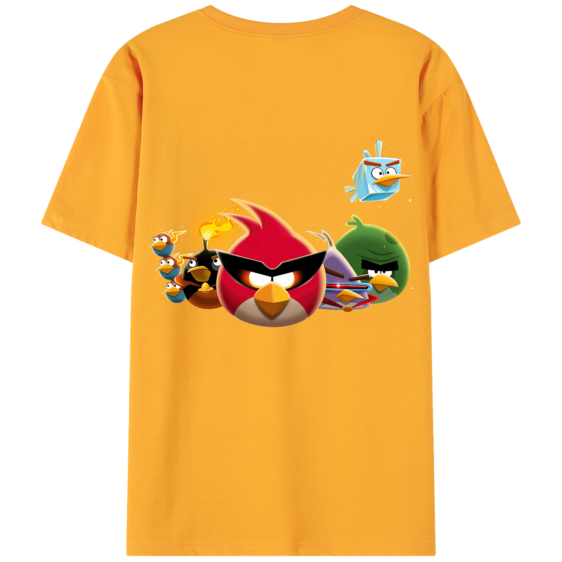 （画像用） Angry Birds アングリーバード 綿100％ メンズ半袖Tシャツ（バックプリント） 通気性