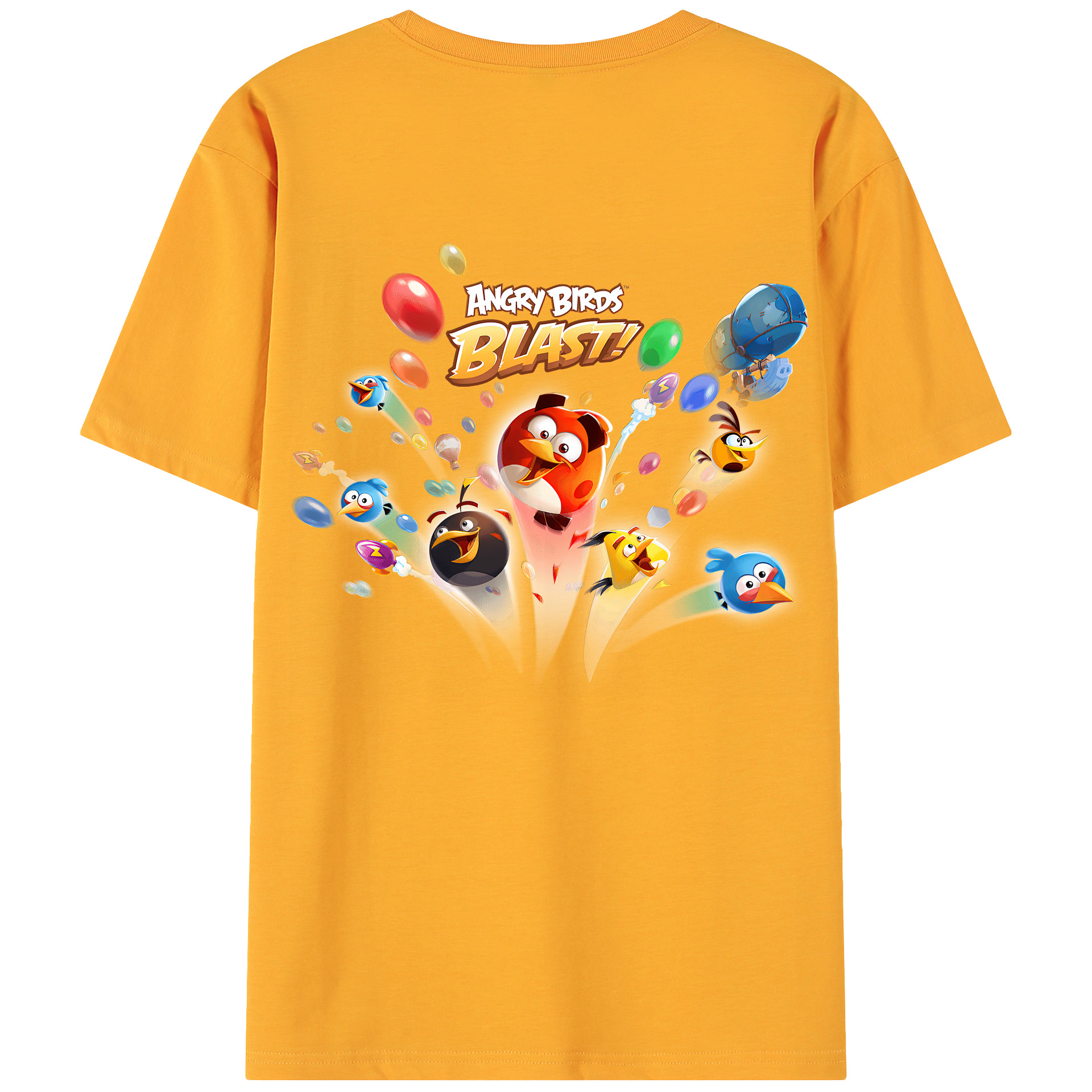 （画像用） Angry Birds アングリーバード 綿100％ メンズ半袖Tシャツ（バックプリント） 通気性
