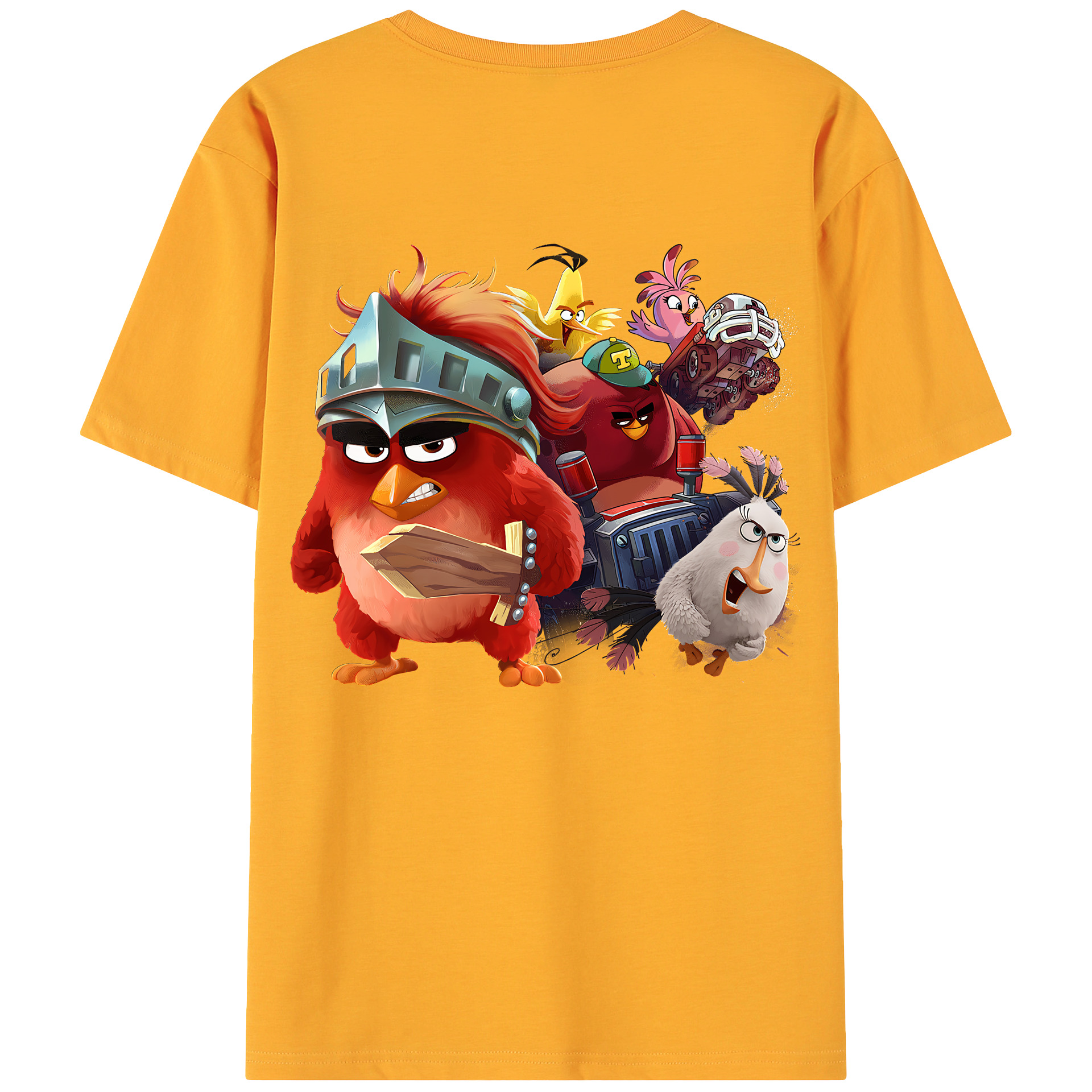 （画像用） Angry Birds アングリーバード 綿100％ メンズ半袖Tシャツ（バックプリント） 通気性