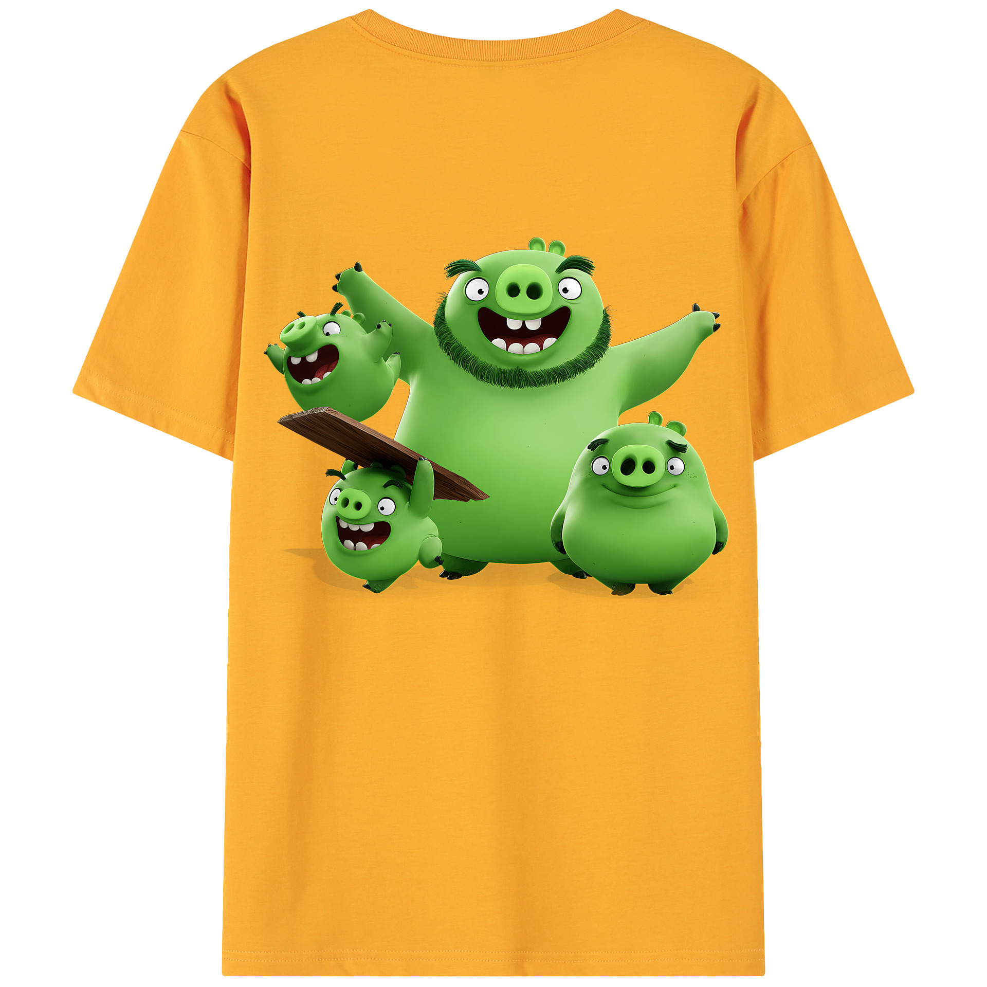 （画像用） Angry Birds アングリーバード 綿100％ メンズ半袖Tシャツ（バックプリント） 通気性