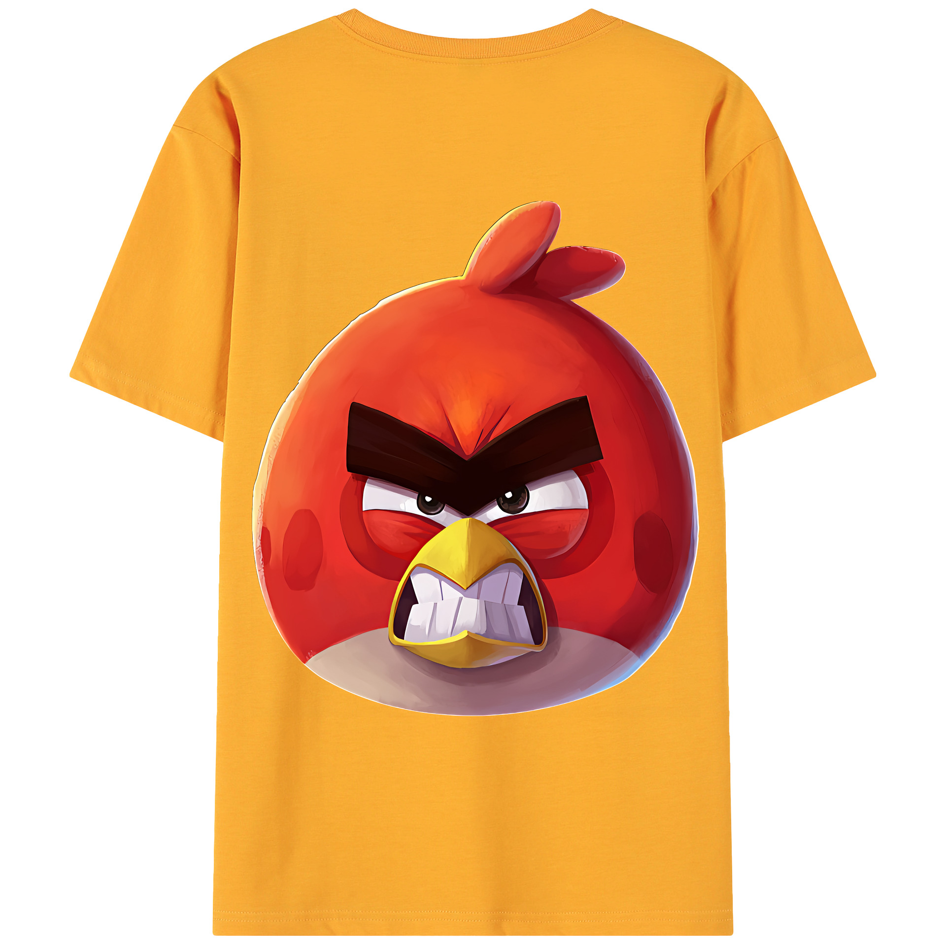 （画像用） Angry Birds アングリーバード 綿100％ メンズ半袖Tシャツ（バックプリント） 通気性