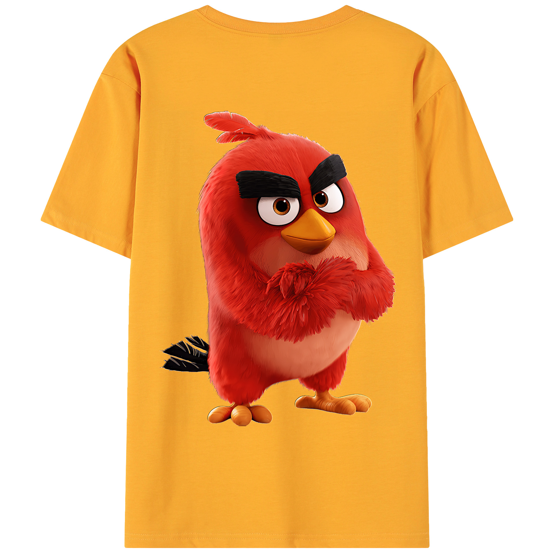 （画像用） Angry Birds アングリーバード 綿100％ メンズ半袖Tシャツ（バックプリント） 通気性