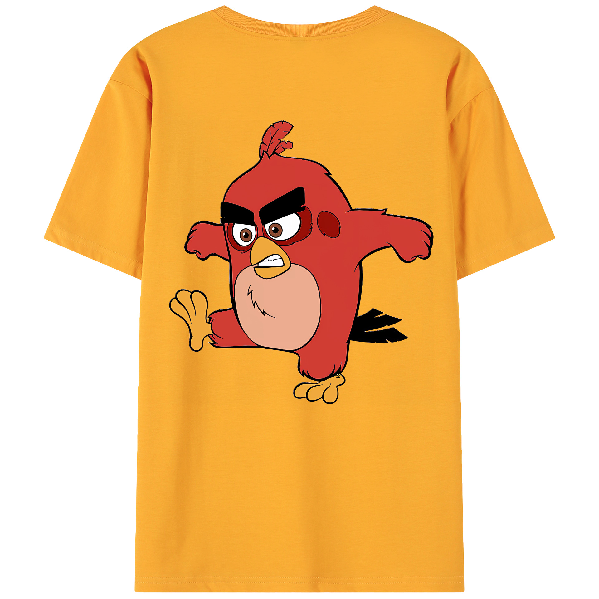 （画像用） Angry Birds アングリーバード 綿100％ メンズ半袖Tシャツ（バックプリント） 通気性