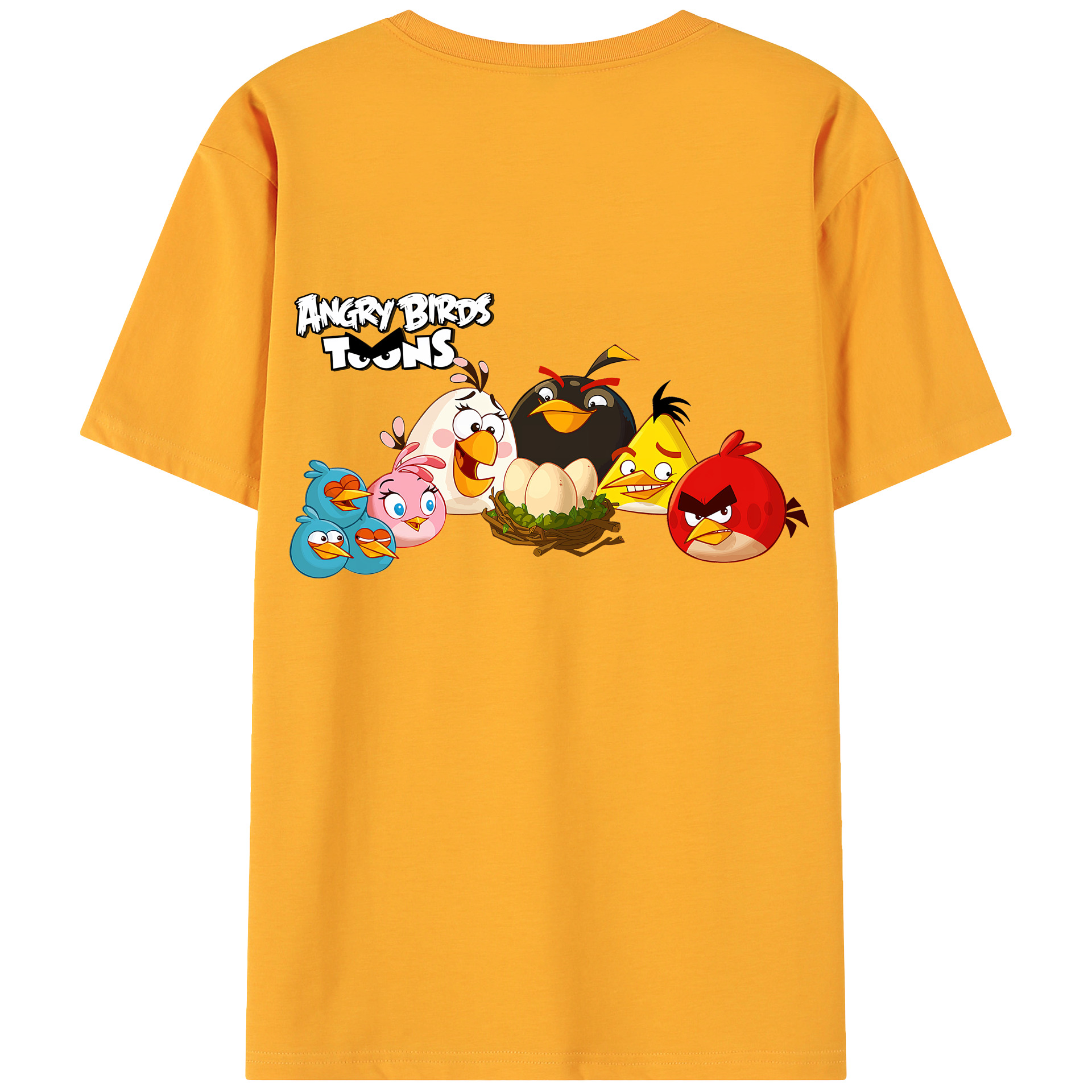 （画像用） Angry Birds アングリーバード 綿100％ メンズ半袖Tシャツ（バックプリント） 通気性