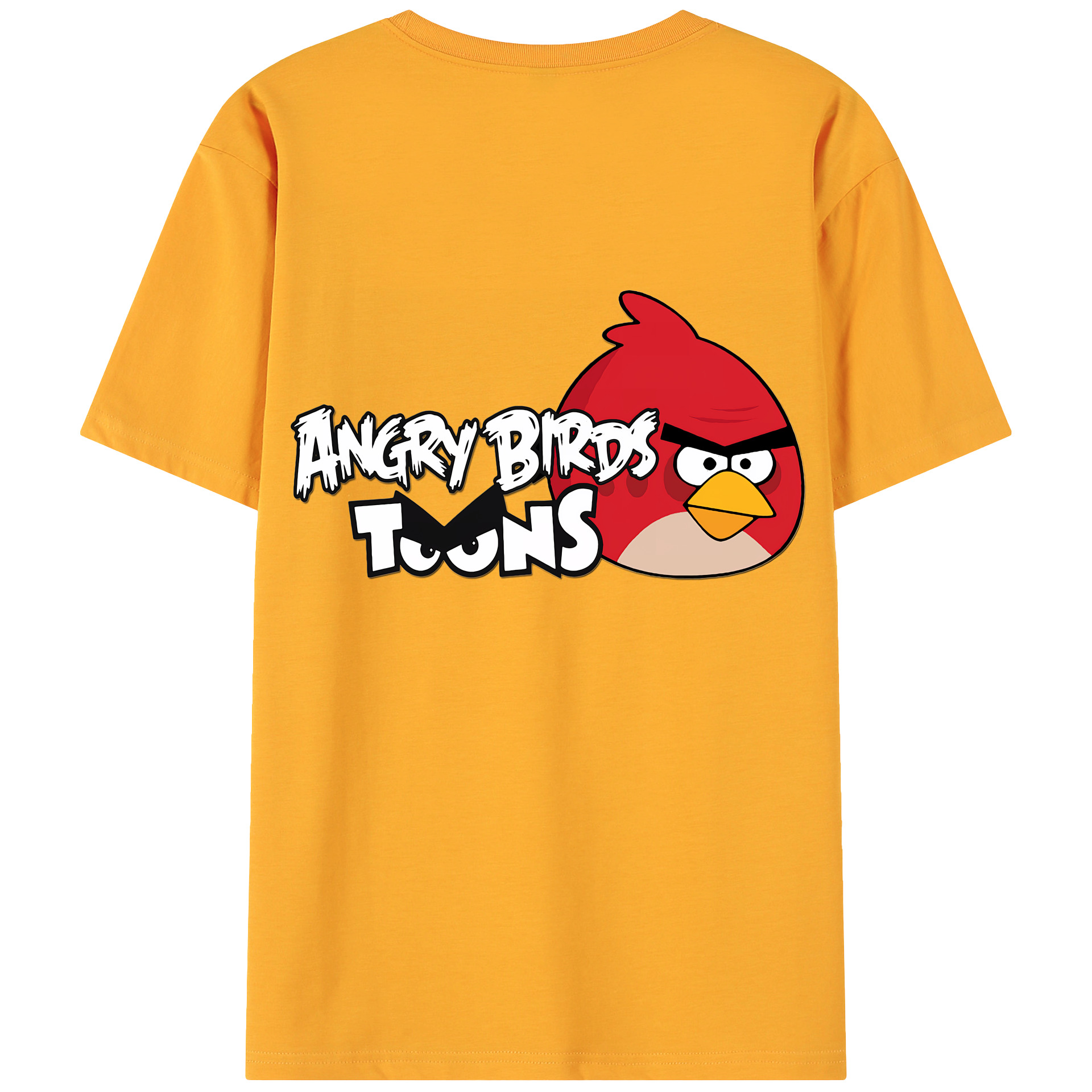 （画像用） Angry Birds アングリーバード 綿100％ メンズ半袖Tシャツ（バックプリント） 通気性