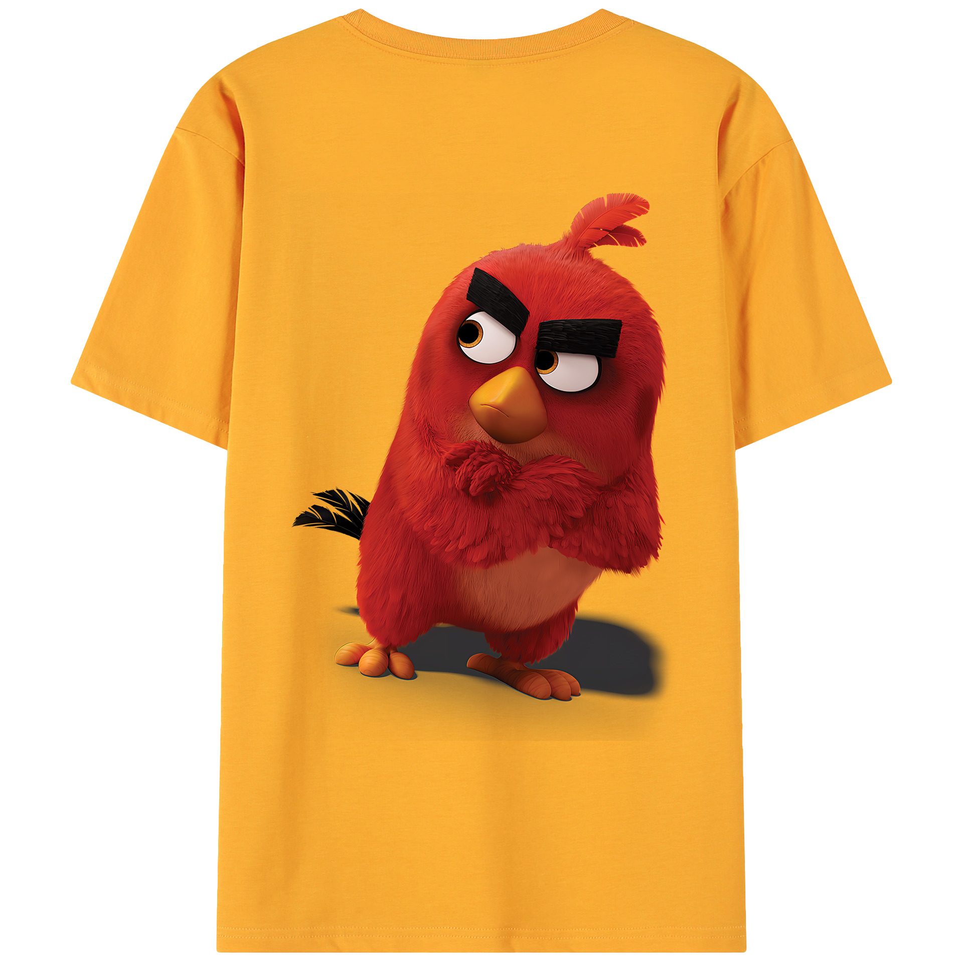 （画像用） Angry Birds アングリーバード 綿100％ メンズ半袖Tシャツ（バックプリント） 通気性