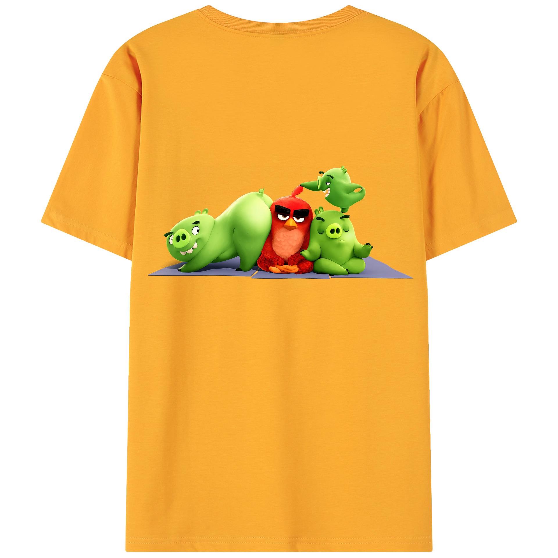 （画像用） Angry Birds アングリーバード 綿100％ メンズ半袖Tシャツ（バックプリント） 通気性