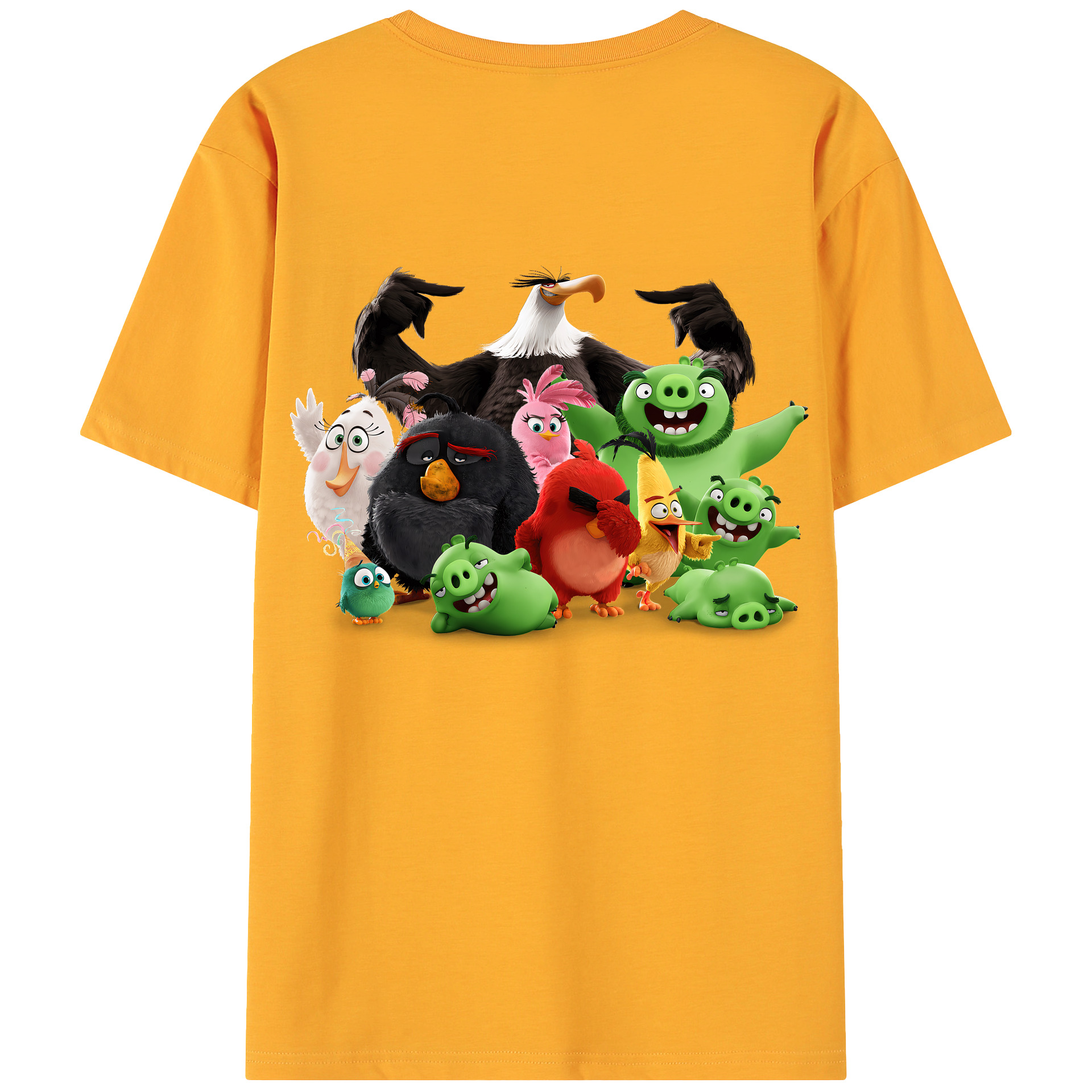 （画像用） Angry Birds アングリーバード 綿100％ メンズ半袖Tシャツ（バックプリント） 通気性
