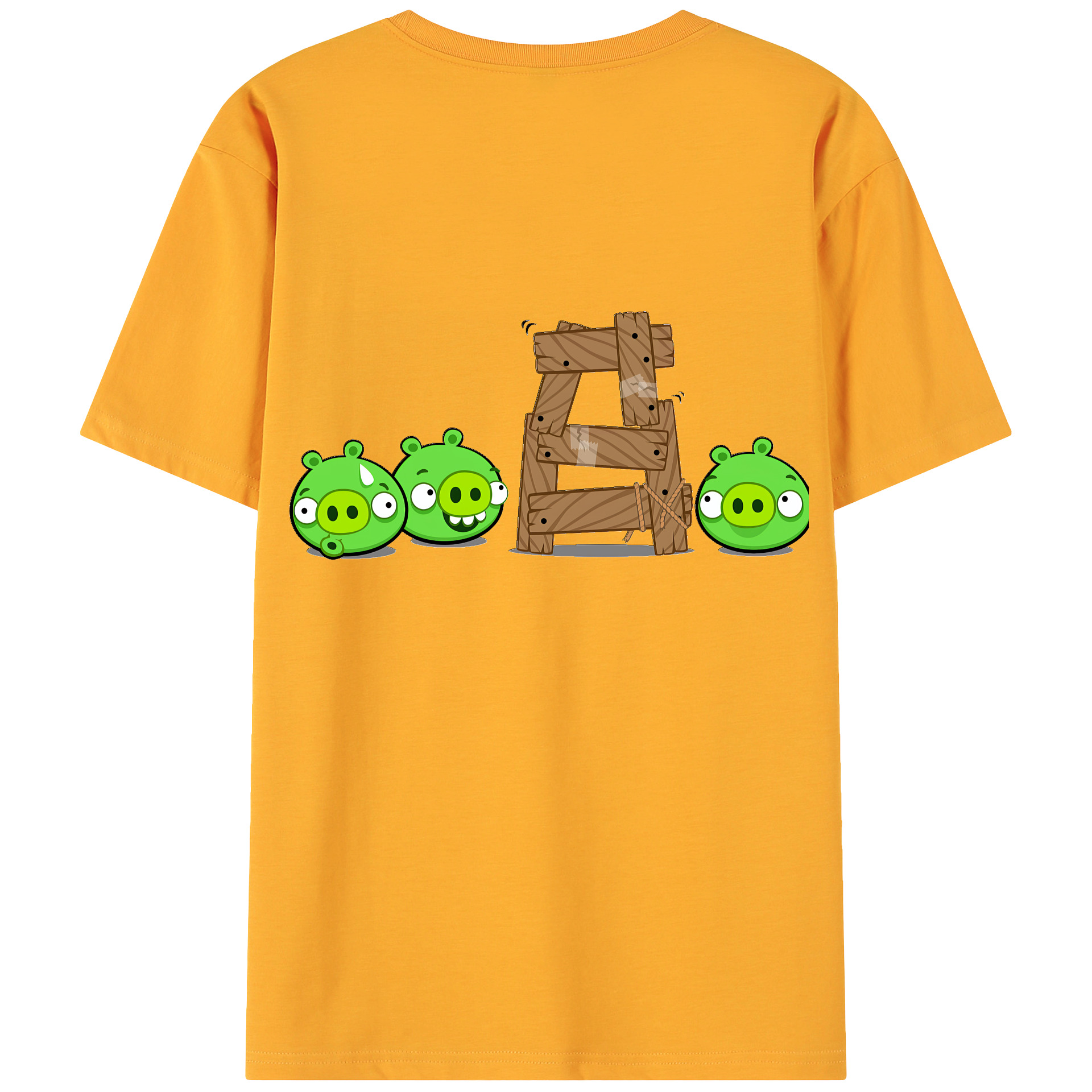 （画像用） Angry Birds アングリーバード 綿100％ メンズ半袖Tシャツ（バックプリント） 通気性