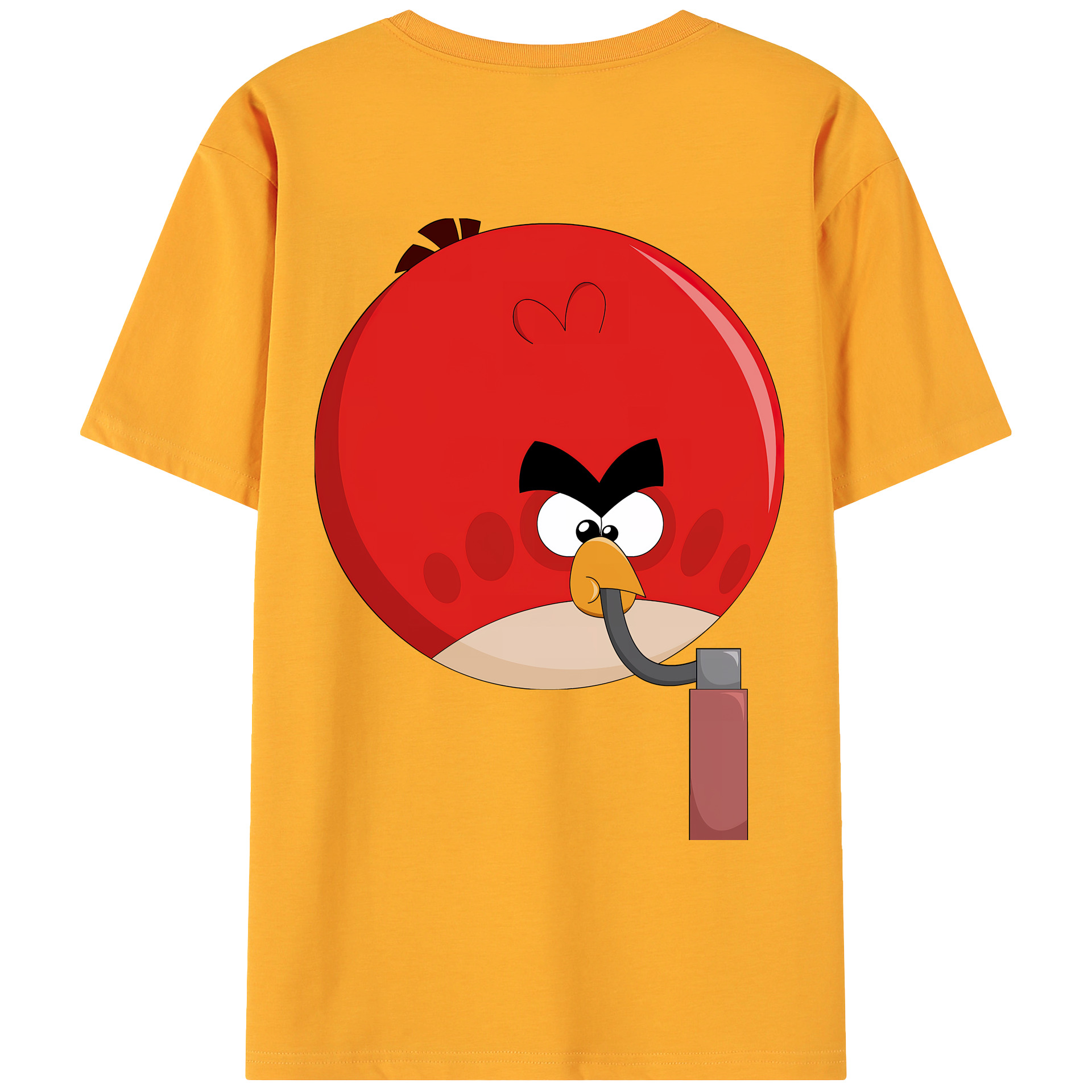 （画像用） Angry Birds アングリーバード 綿100％ メンズ半袖Tシャツ（バックプリント） 通気性