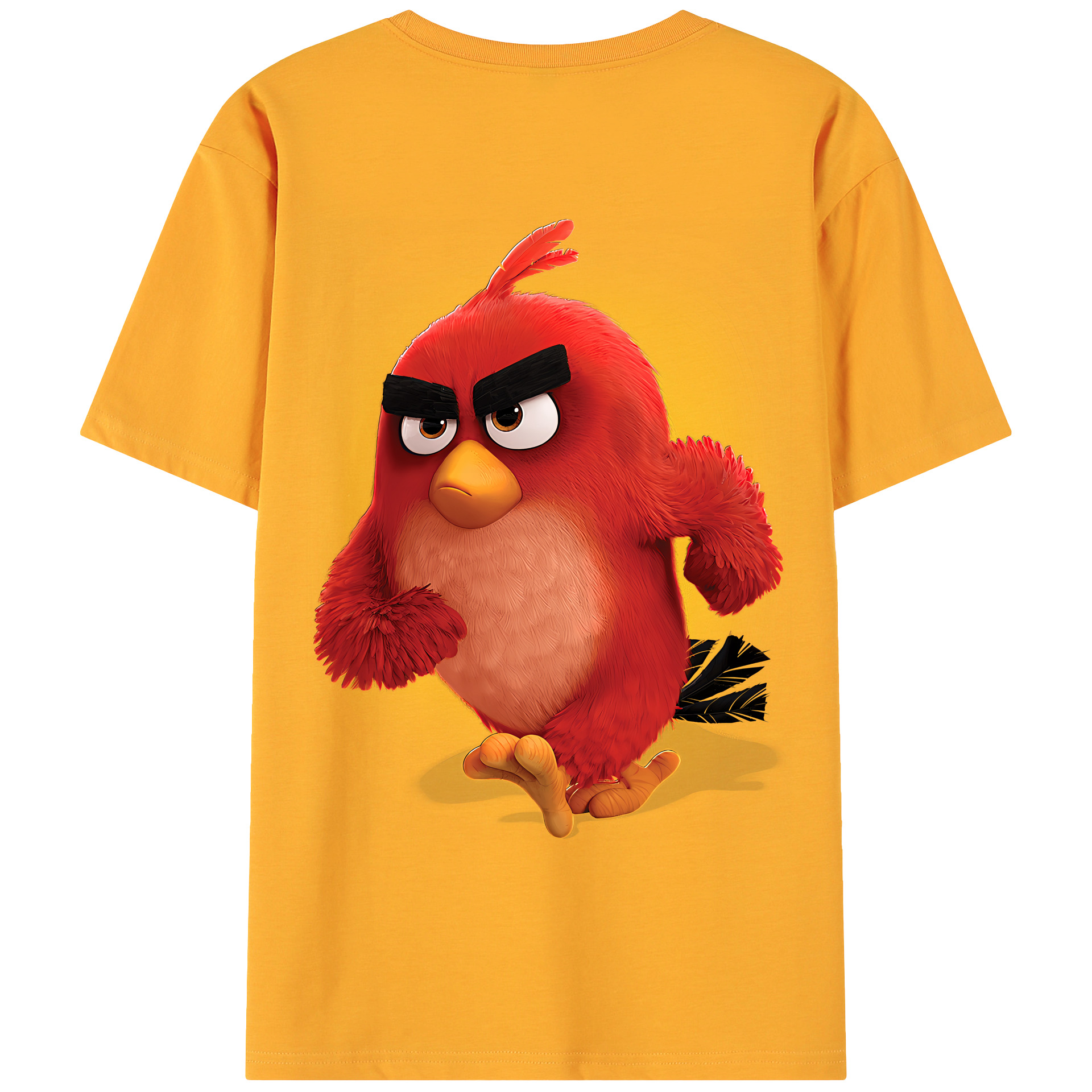 （画像用） Angry Birds アングリーバード 綿100％ メンズ半袖Tシャツ（バックプリント） 通気性