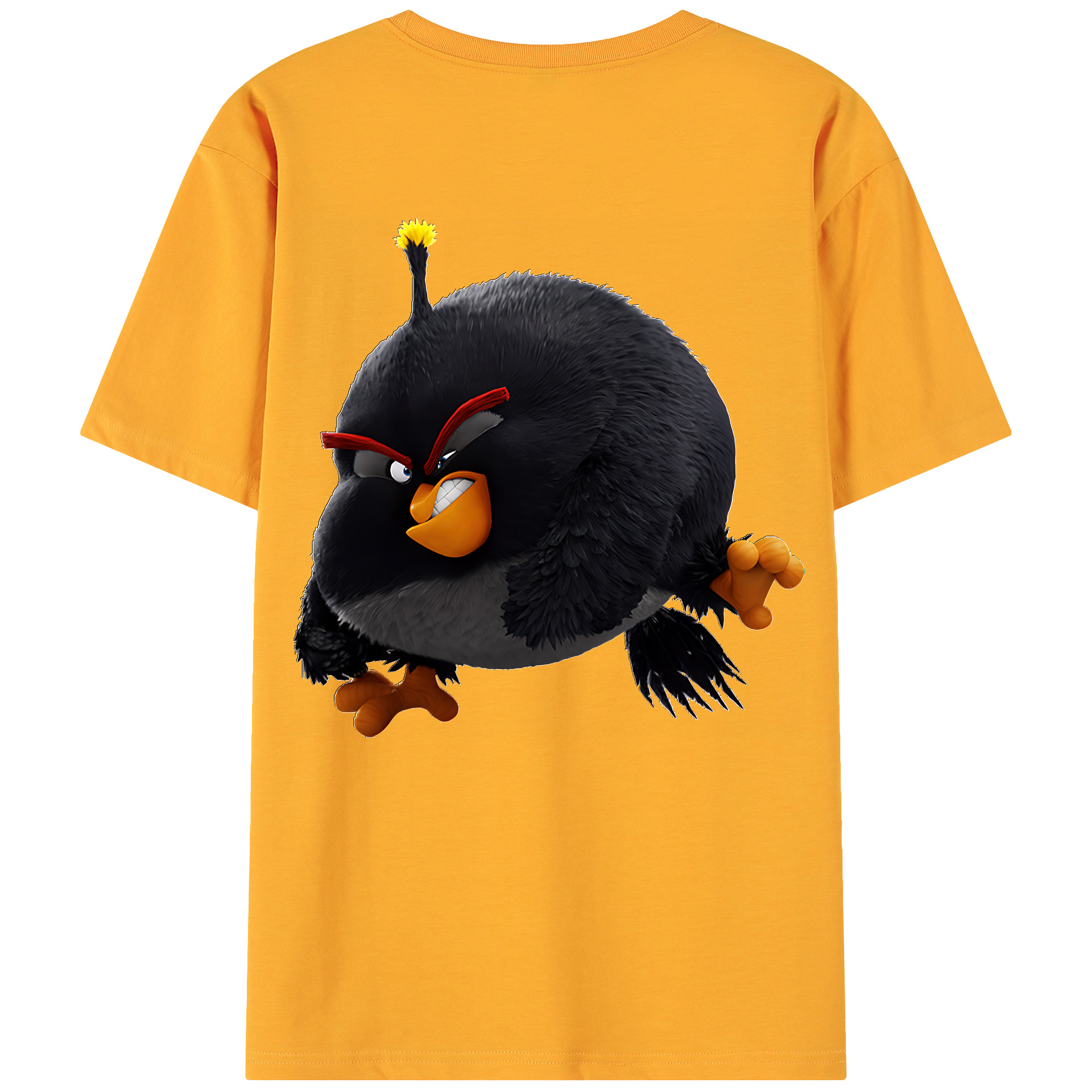 （画像用） Angry Birds アングリーバード 綿100％ メンズ半袖Tシャツ（バックプリント） 通気性