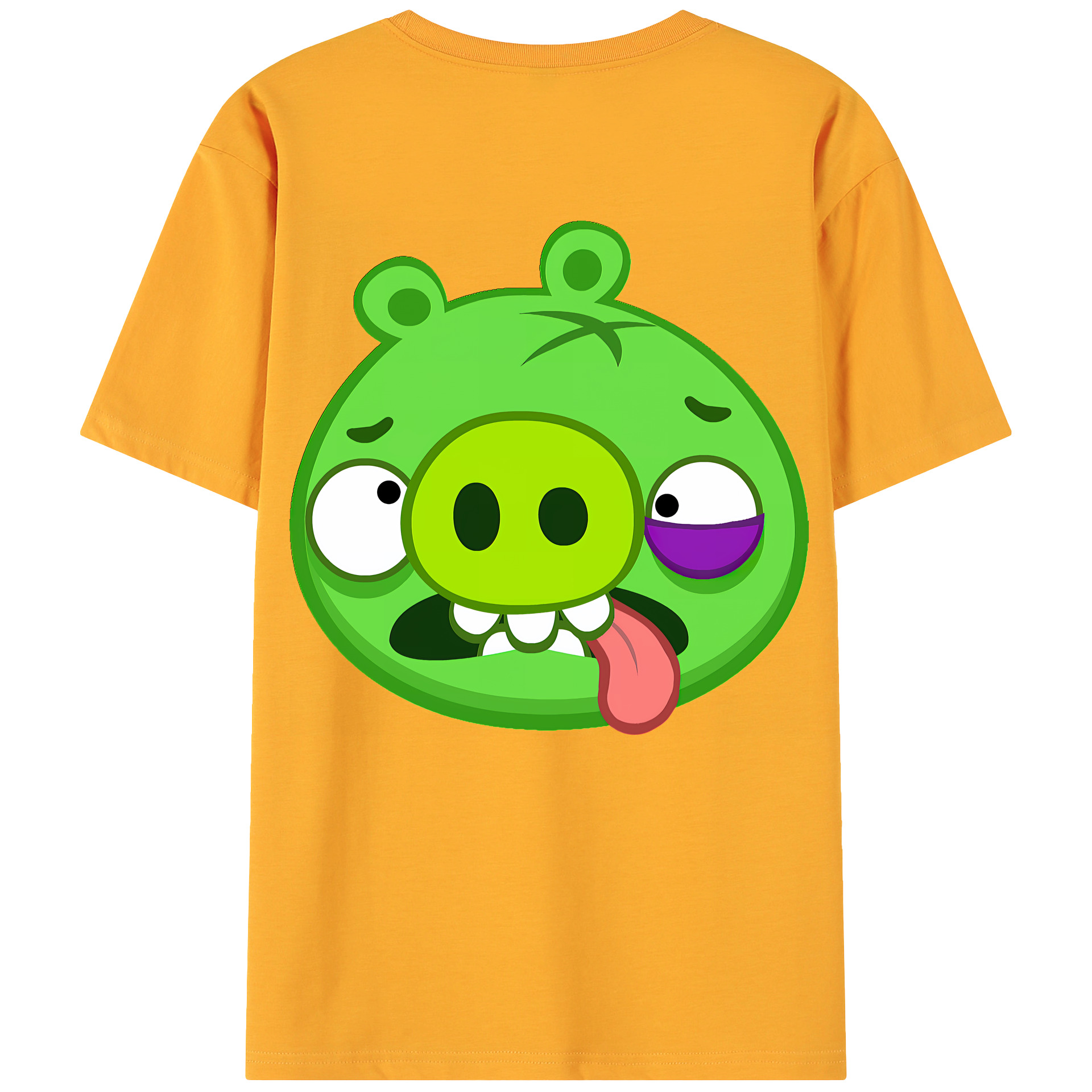 （画像用） Angry Birds アングリーバード 綿100％ メンズ半袖Tシャツ（バックプリント） 通気性