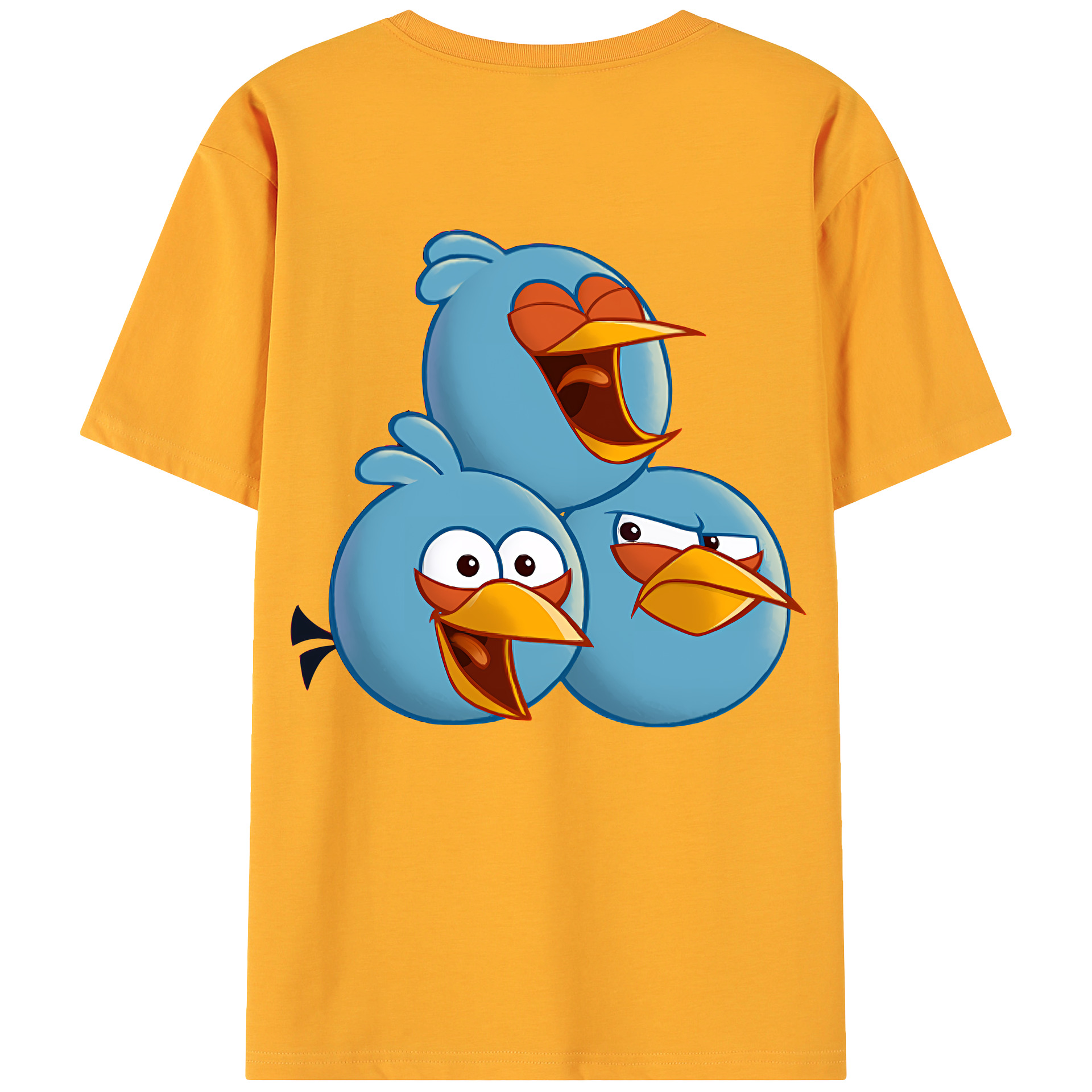 （画像用） Angry Birds アングリーバード 綿100％ メンズ半袖Tシャツ（バックプリント） 通気性