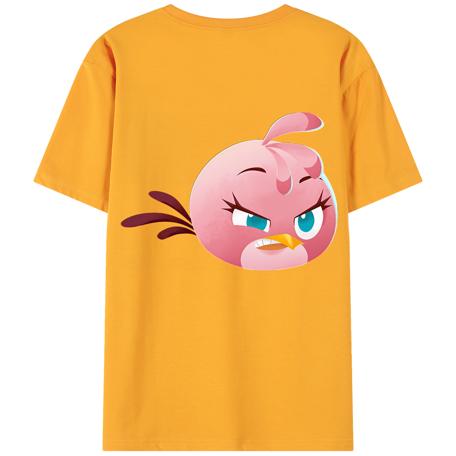 （画像用） Angry Birds アングリーバード 綿100％ メンズ半袖Tシャツ（バックプリント） 通気性
