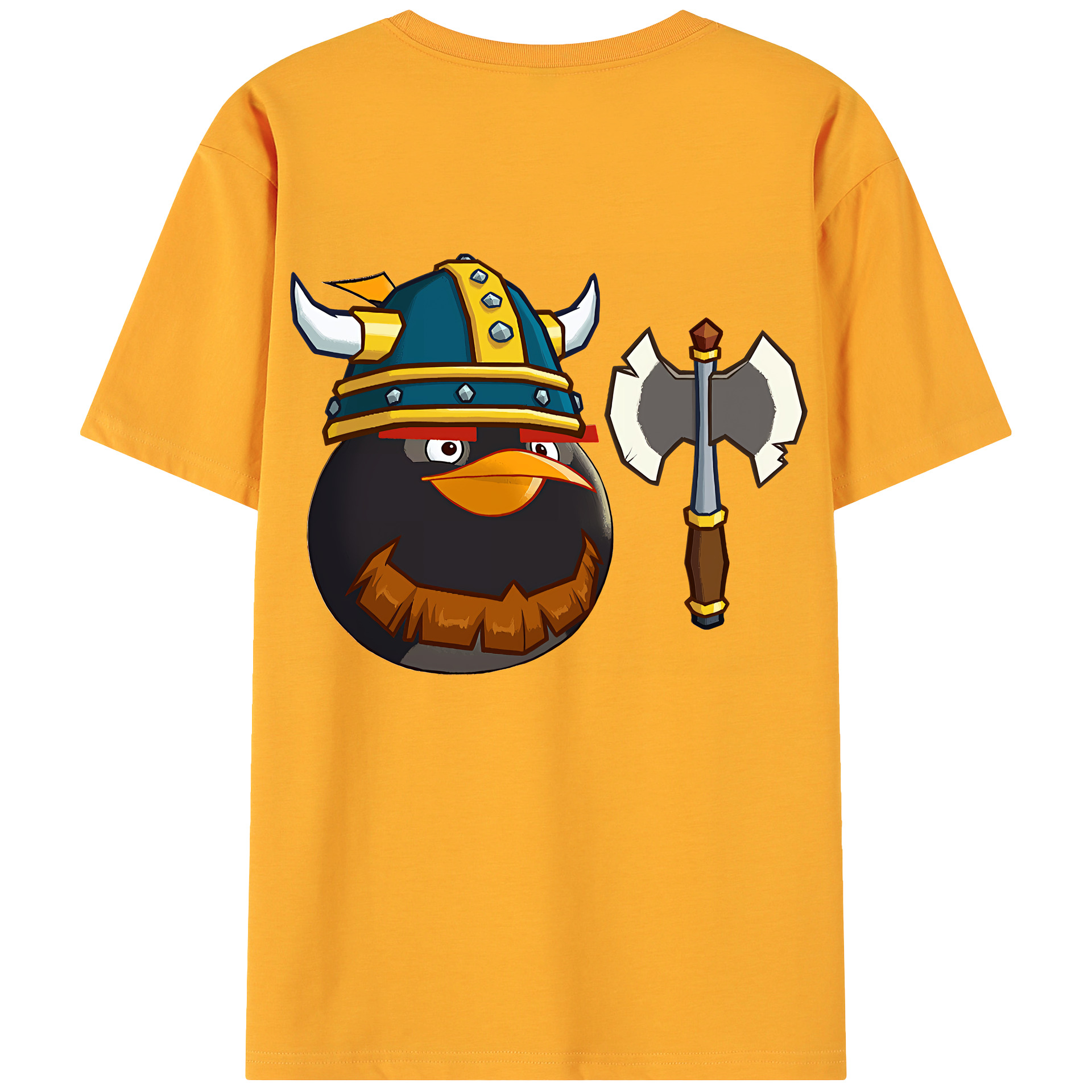 （画像用） Angry Birds アングリーバード 綿100％ メンズ半袖Tシャツ（バックプリント） 通気性