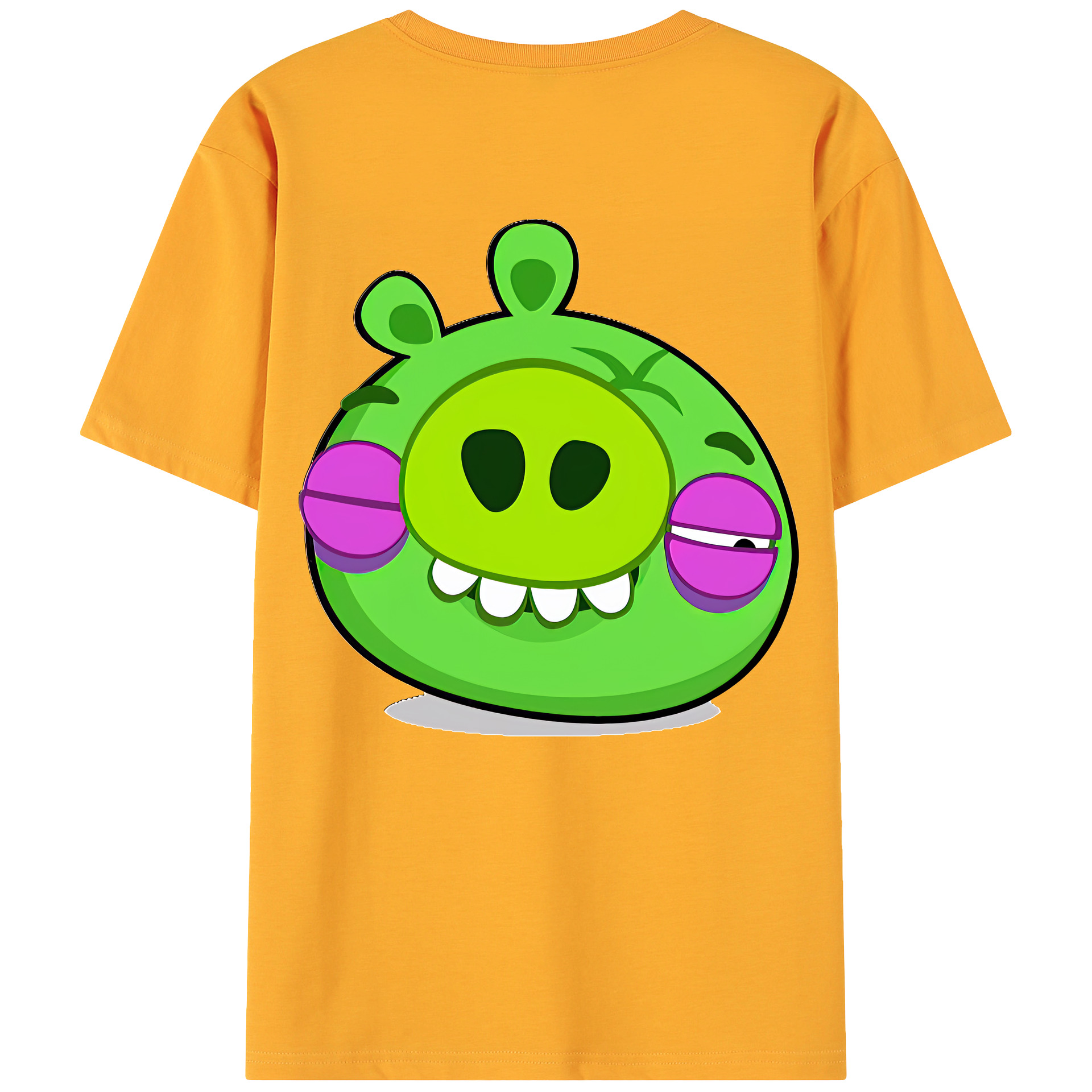 （画像用） Angry Birds アングリーバード 綿100％ メンズ半袖Tシャツ（バックプリント） 通気性