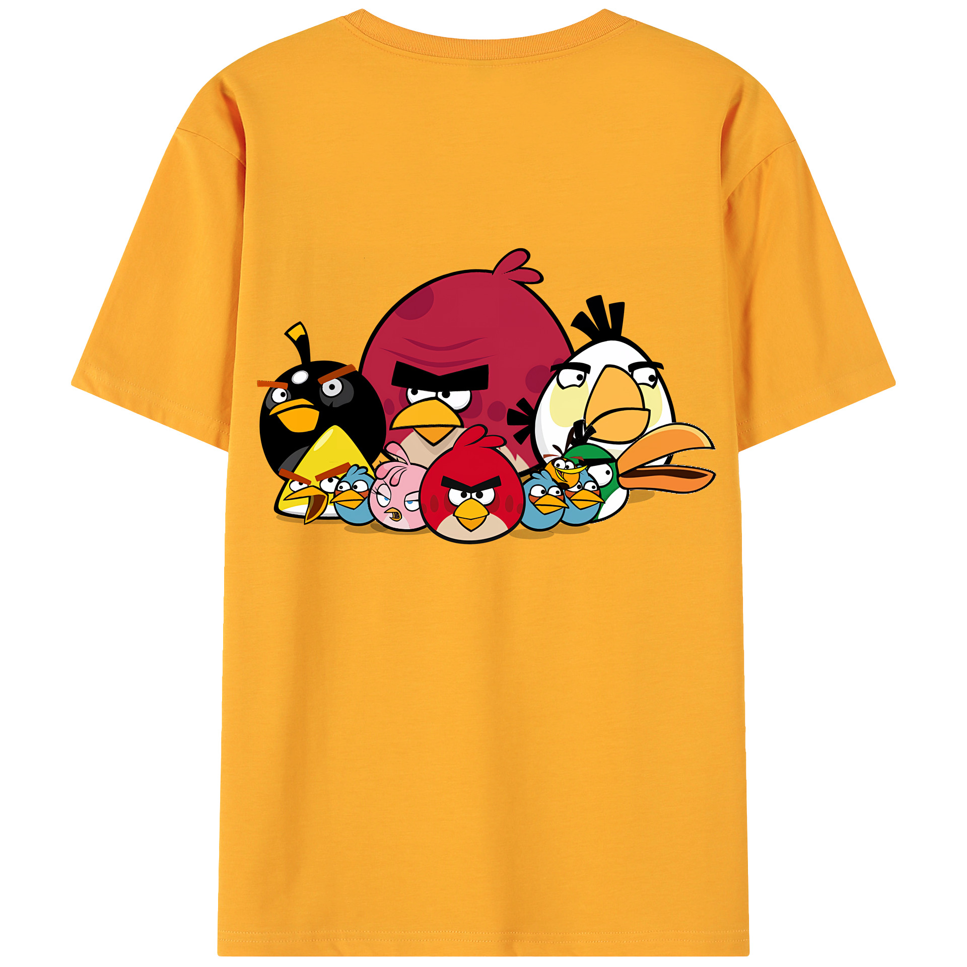 （画像用） Angry Birds アングリーバード 綿100％ メンズ半袖Tシャツ（バックプリント） 通気性