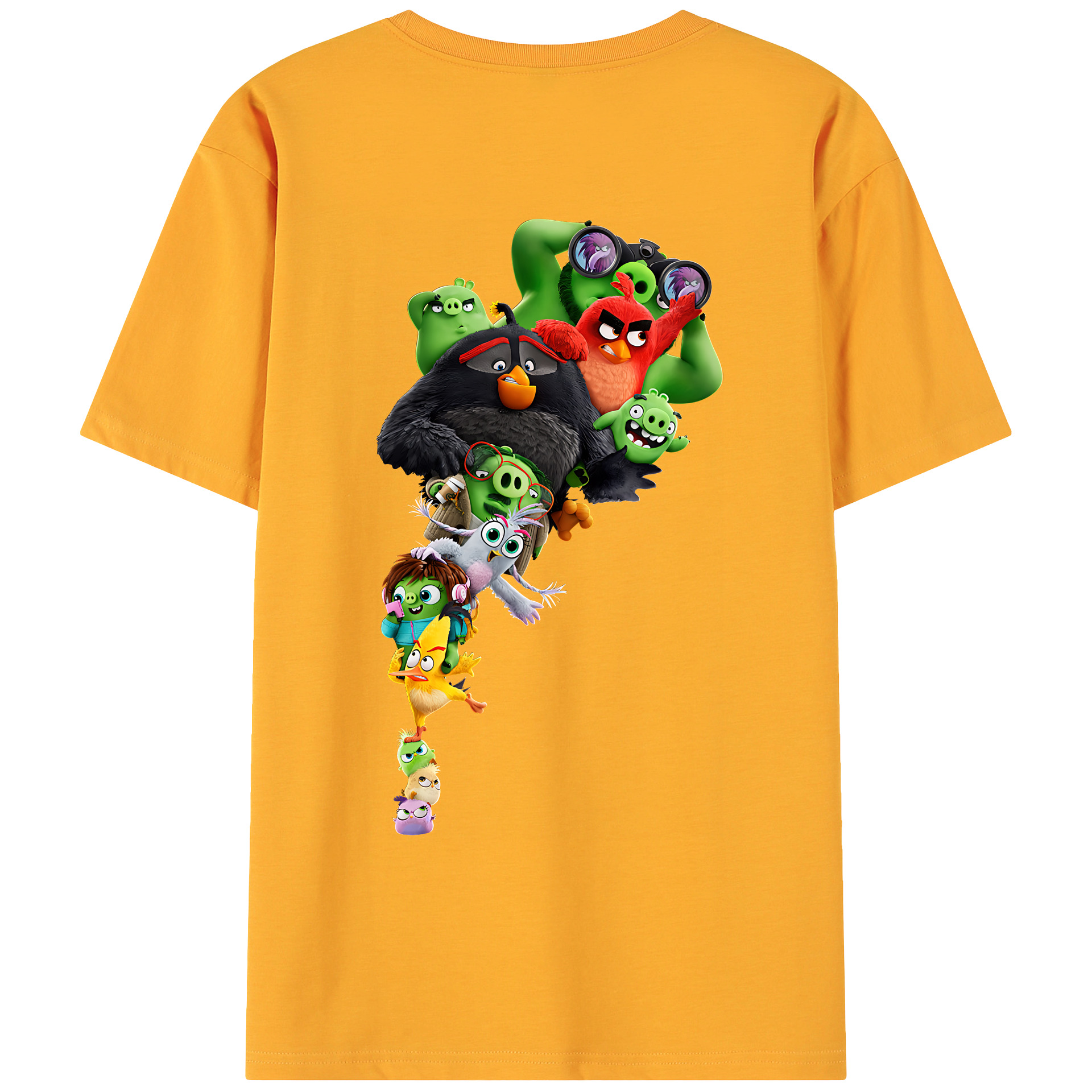 （画像用） Angry Birds アングリーバード 綿100％ メンズ半袖Tシャツ（バックプリント） 通気性