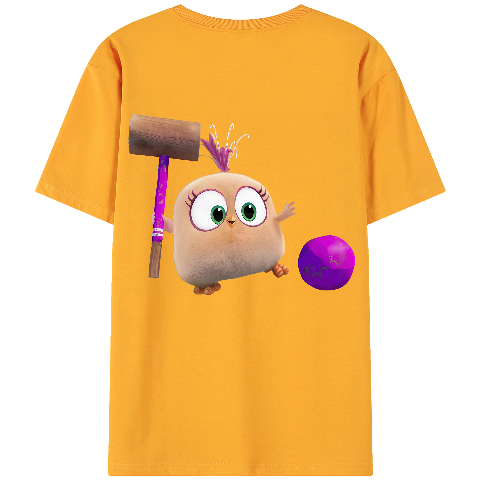 （画像用） Angry Birds アングリーバード 綿100％ メンズ半袖Tシャツ（バックプリント） 通気性