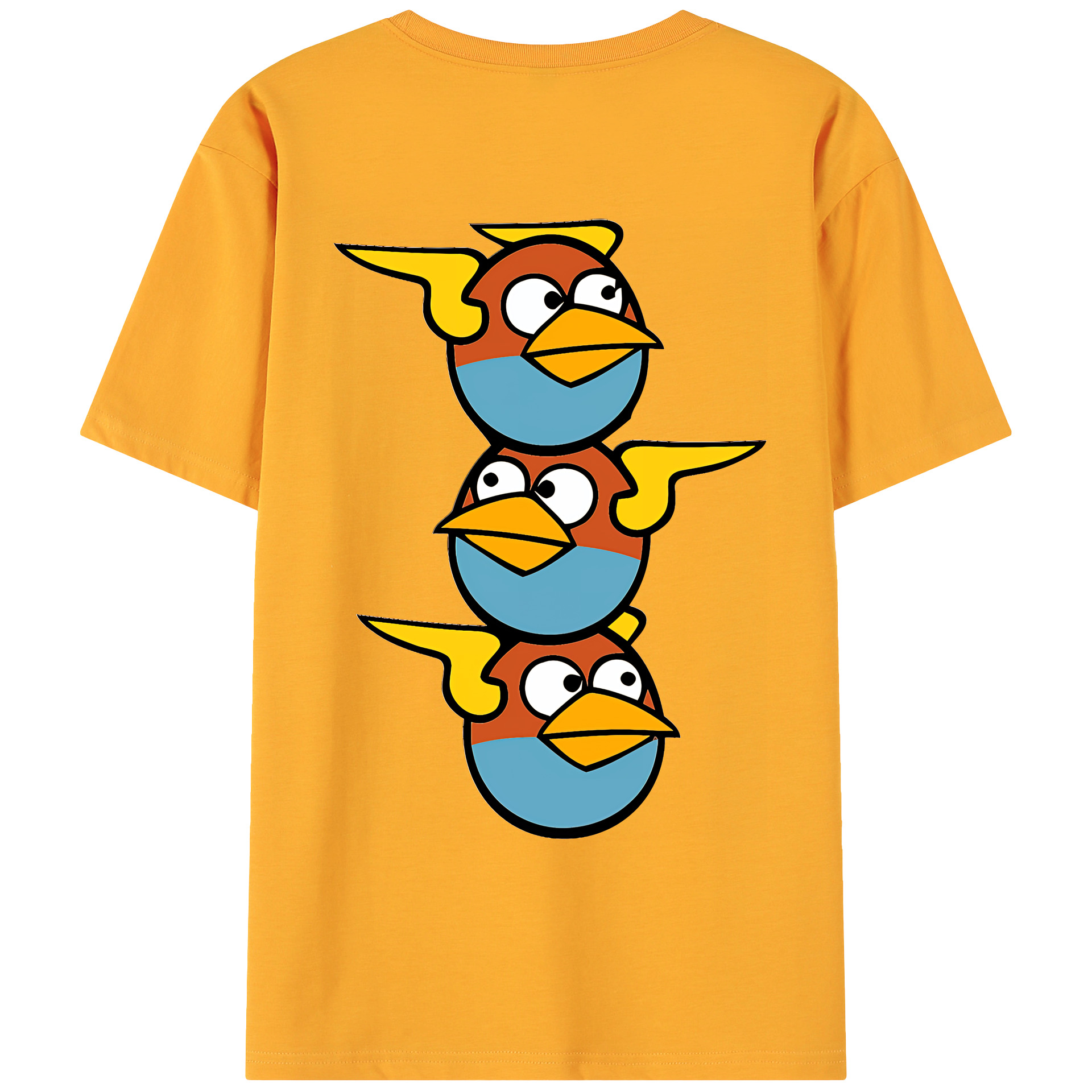 （画像用） Angry Birds アングリーバード 綿100％ メンズ半袖Tシャツ（バックプリント） 通気性