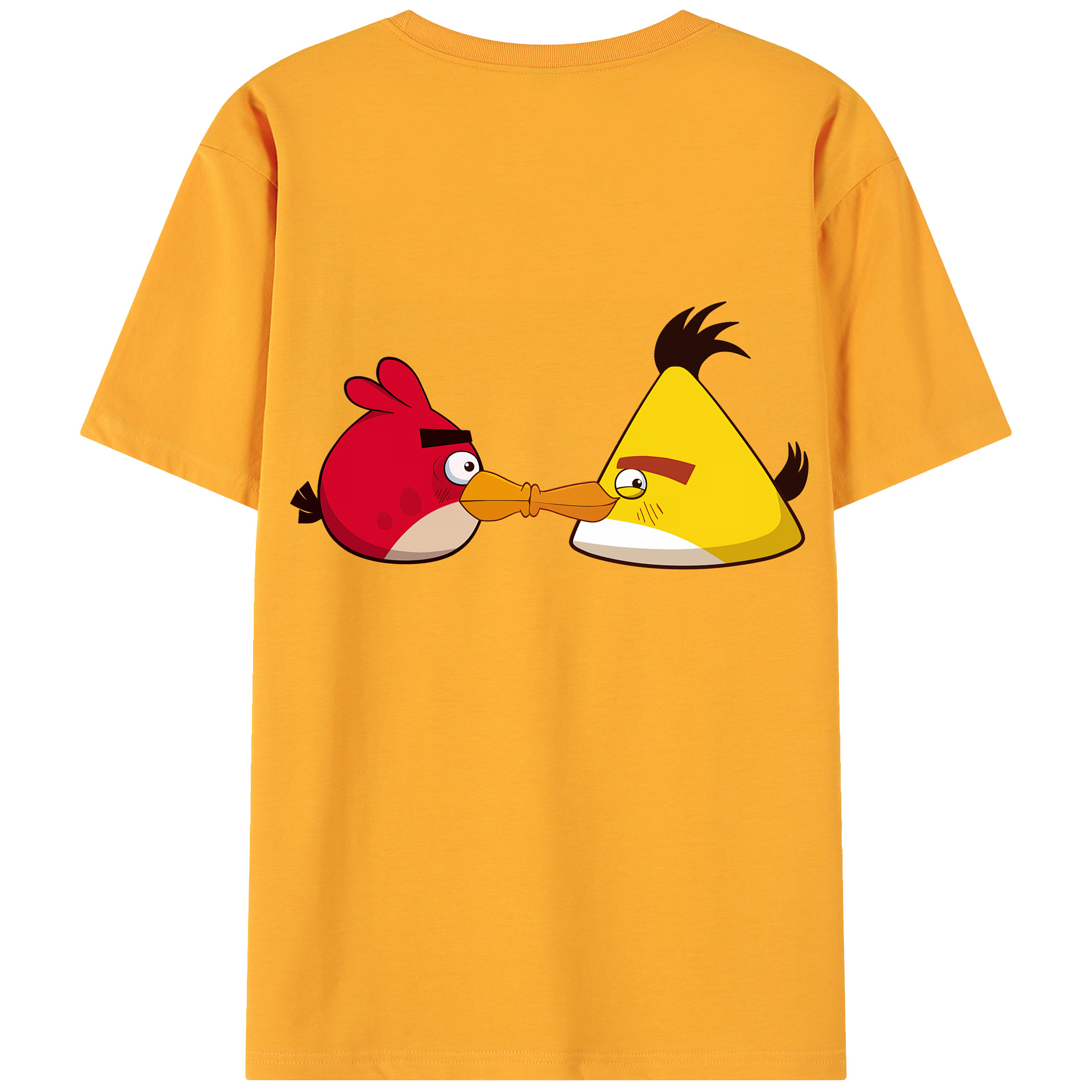 （画像用） Angry Birds アングリーバード 綿100％ メンズ半袖Tシャツ（バックプリント） 通気性