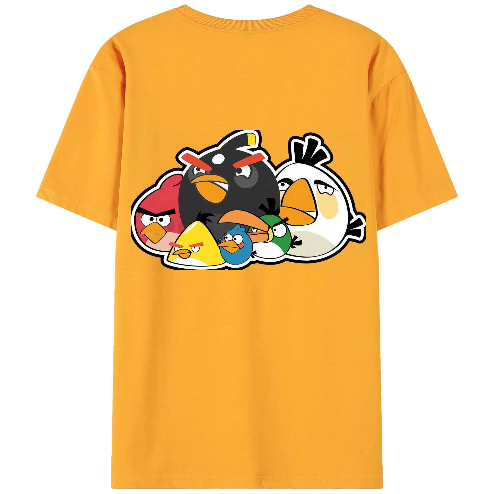 （画像用） Angry Birds アングリーバード 綿100％ メンズ半袖Tシャツ（バックプリント） 通気性