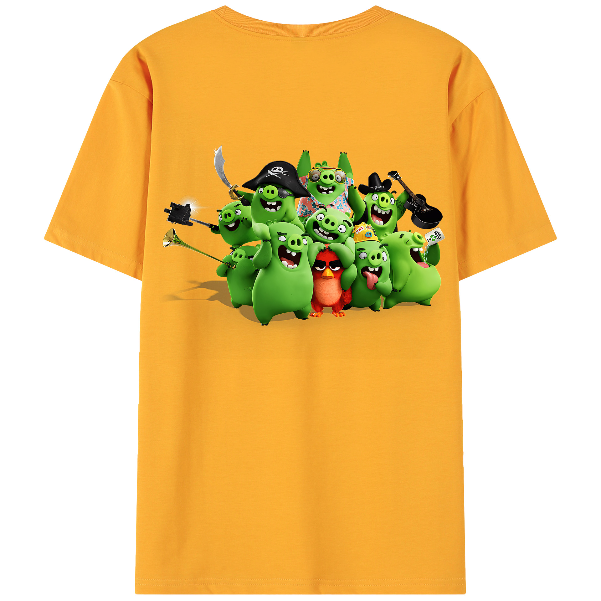 （画像用） Angry Birds アングリーバード 綿100％ メンズ半袖Tシャツ（バックプリント） 通気性