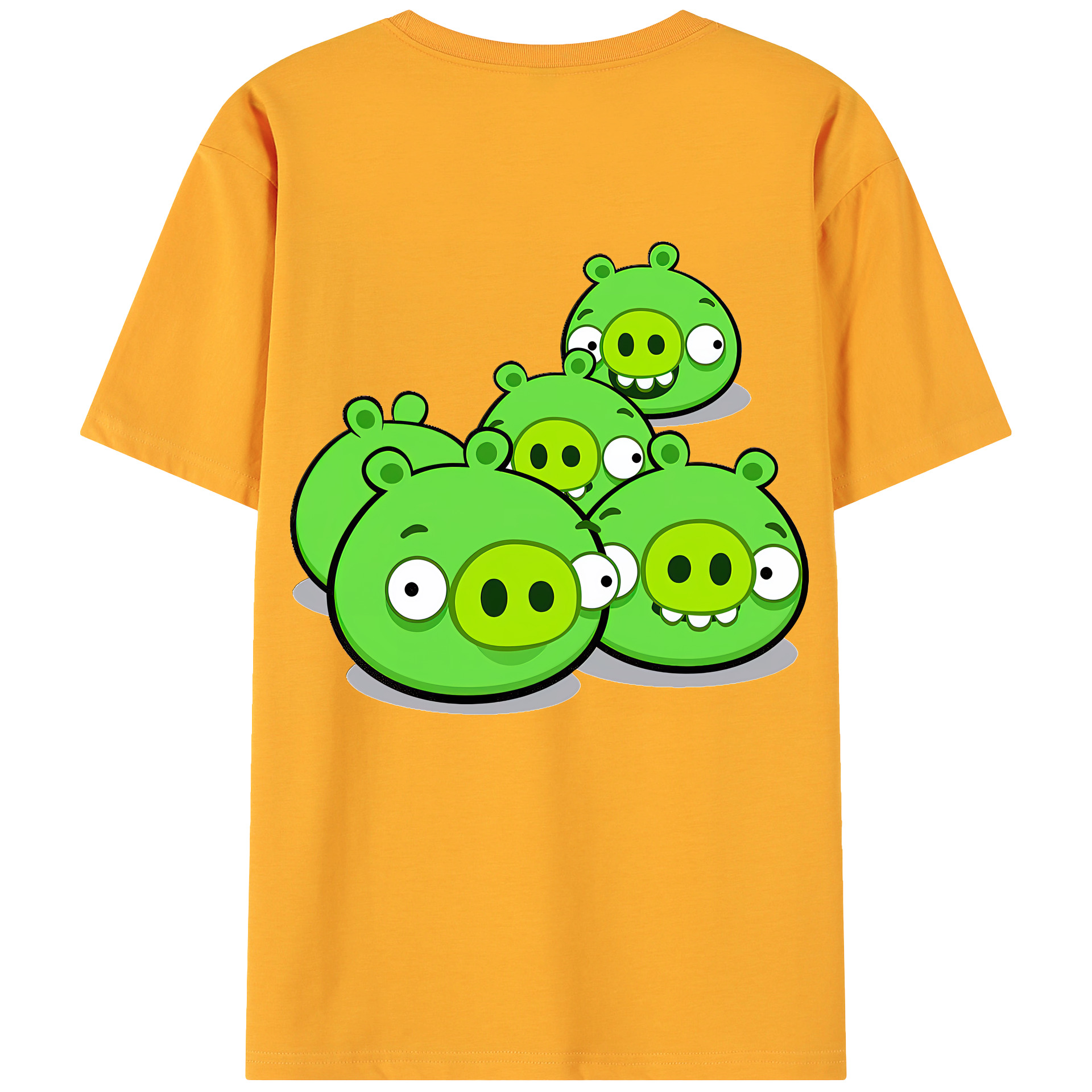 （画像用） Angry Birds アングリーバード 綿100％ メンズ半袖Tシャツ（バックプリント） 通気性