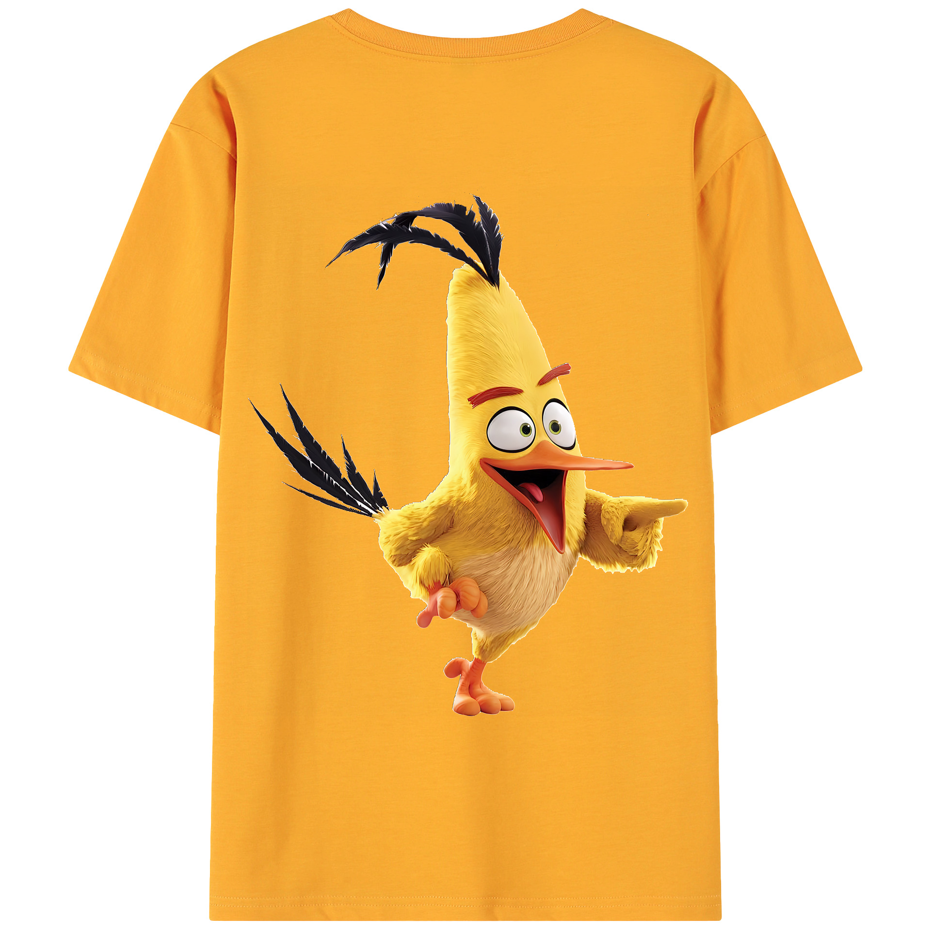 （画像用） Angry Birds アングリーバード 綿100％ メンズ半袖Tシャツ（バックプリント） 通気性